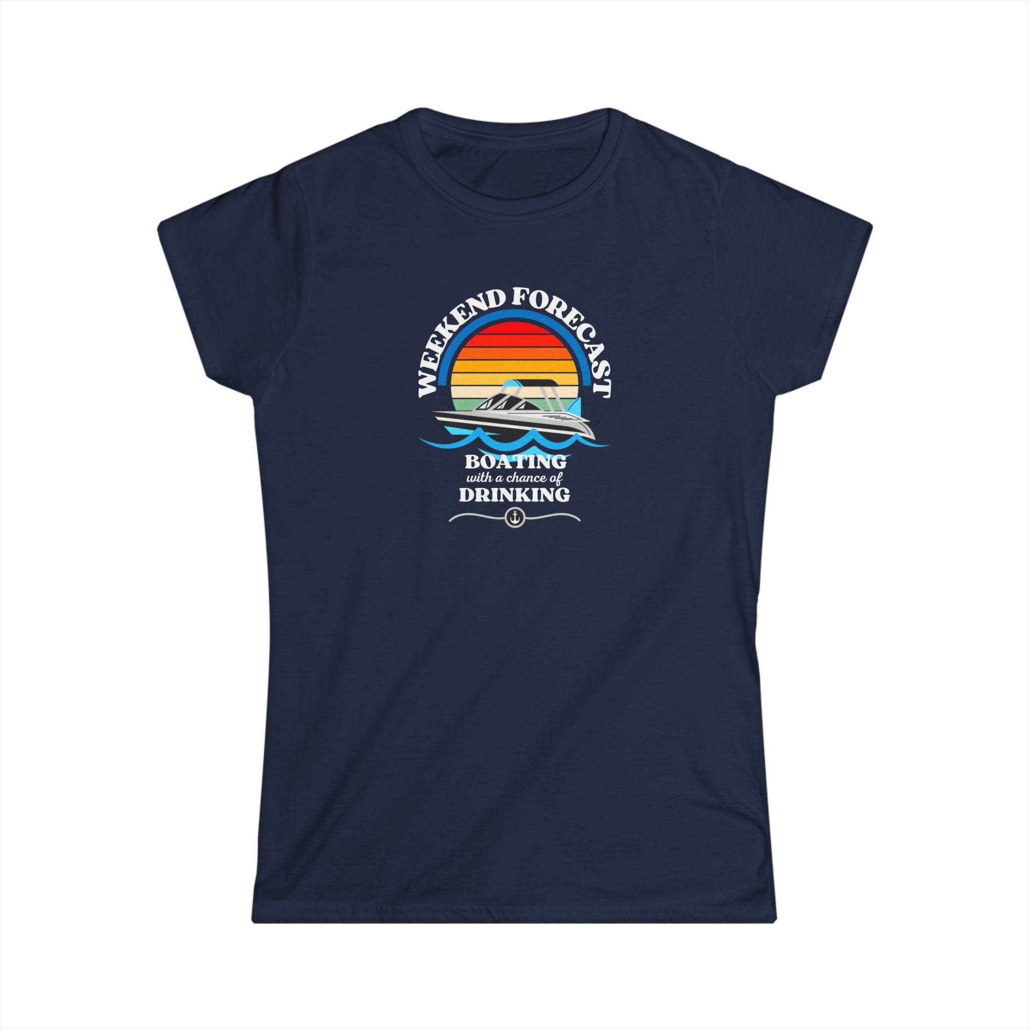 Weekend Boating Forecast, Women's Soft Fitted Tee