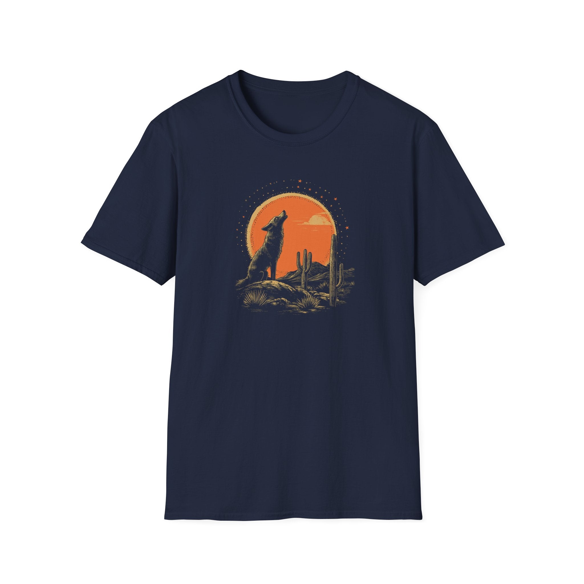 Howling Coyote Vintage T-Shirt | Boho Desert Tee, Nature Lover Gift, Unisex Graphic Shirt, Outdoor Adventure Apparel, Perfect for Travel