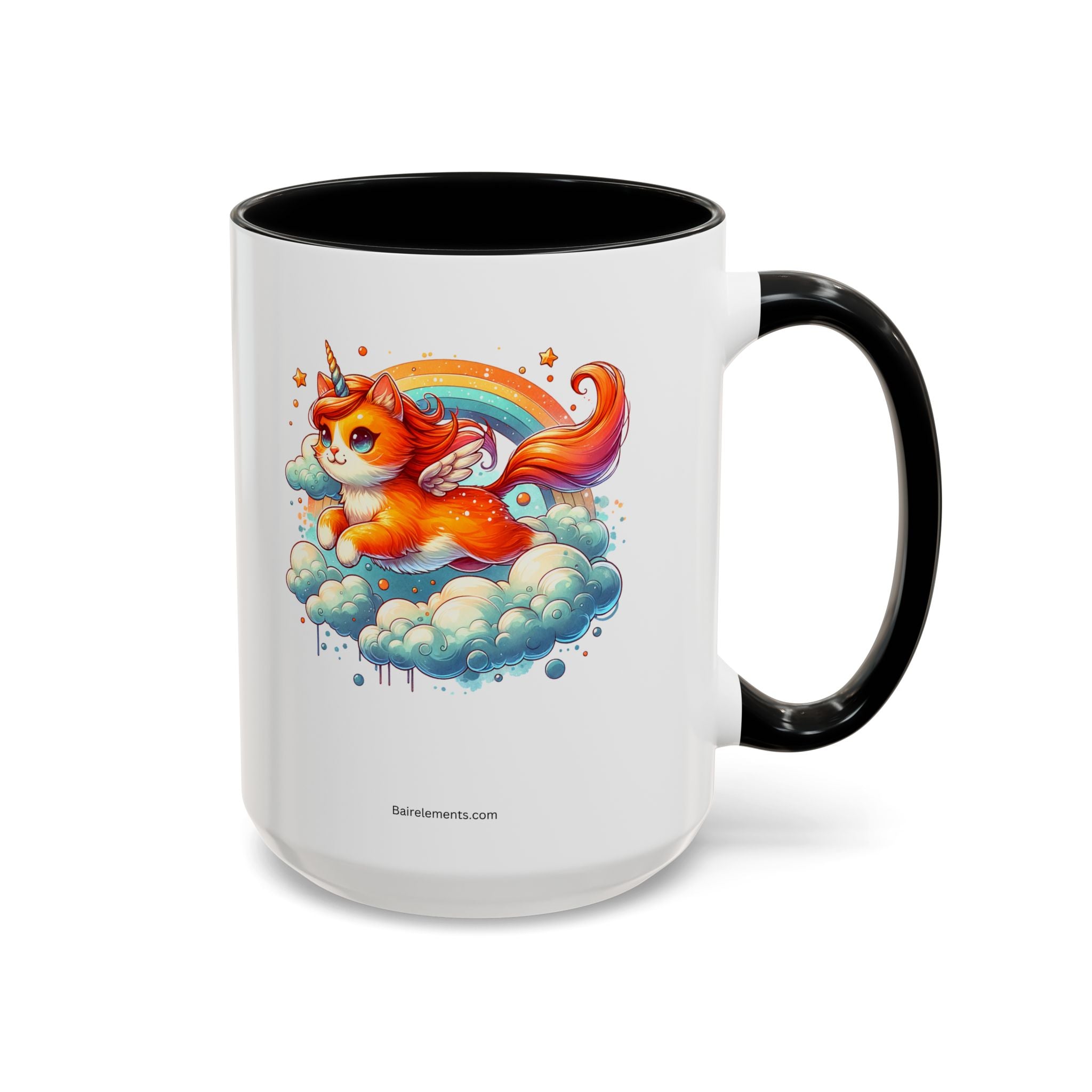 Personalized Flying Orange Unicorn Cat Coffee Mug, Orange Cat Mug