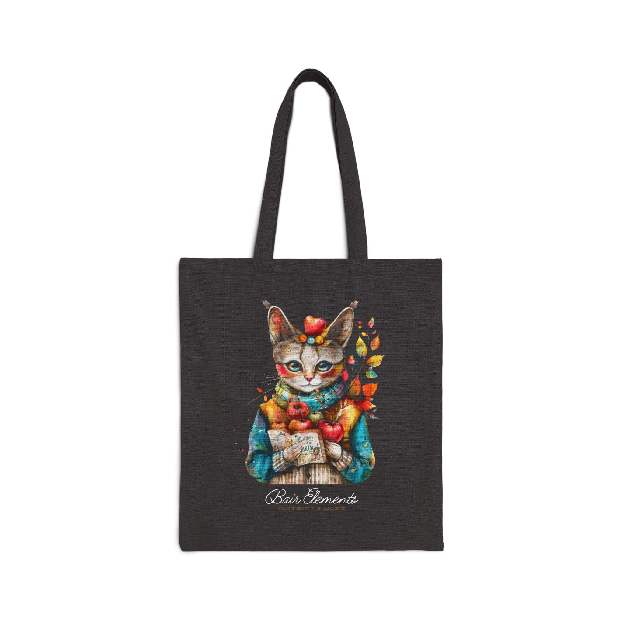 Woodland Autumn Cat Heavy Canvas Shopping Tote, Cat Shopping Tote