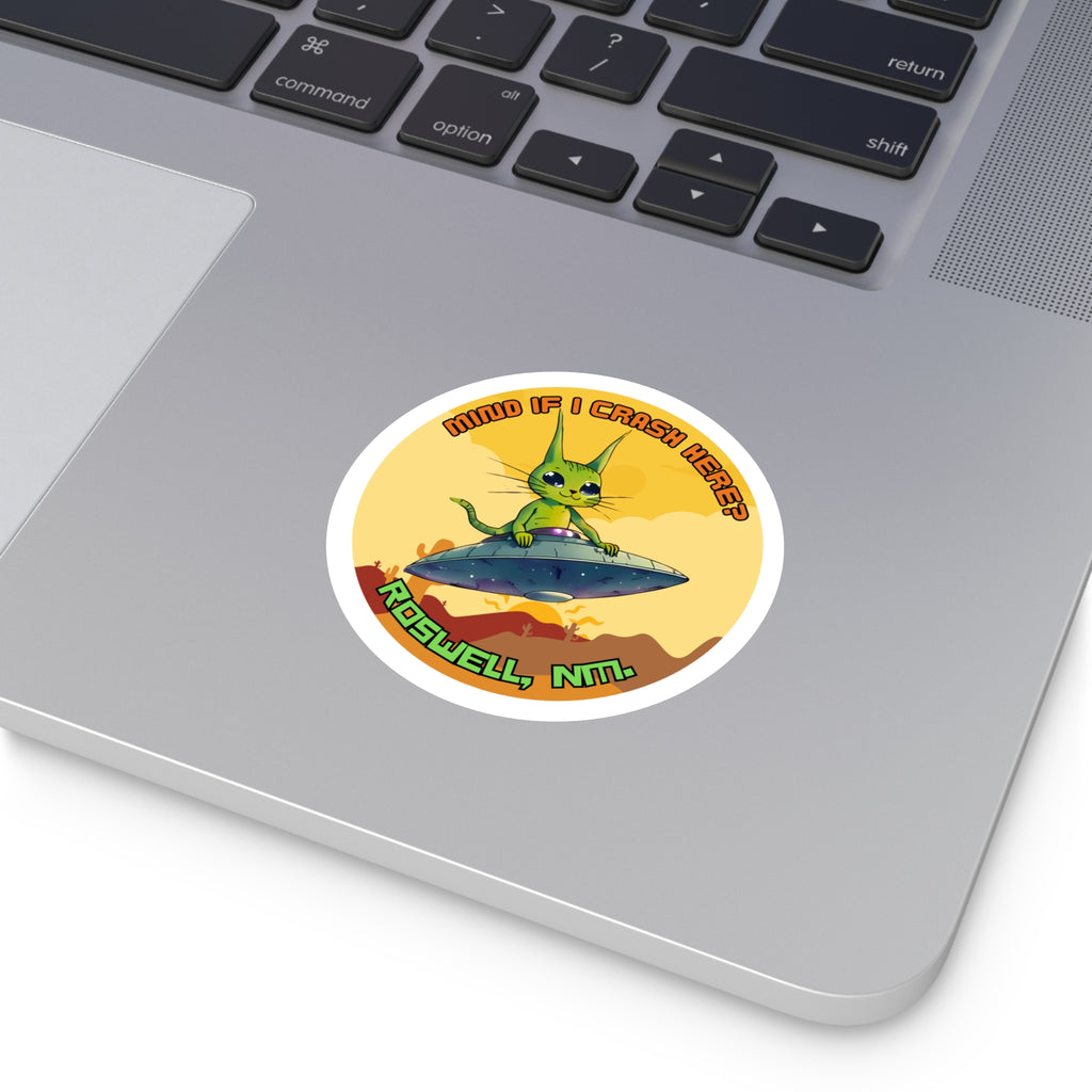 Roswell Alien Cat Stickers, Fun Decor, Laptop, Travel Mementos, Gift for UFO Lovers, Roswell Theme, Indoor/Outdoor Use