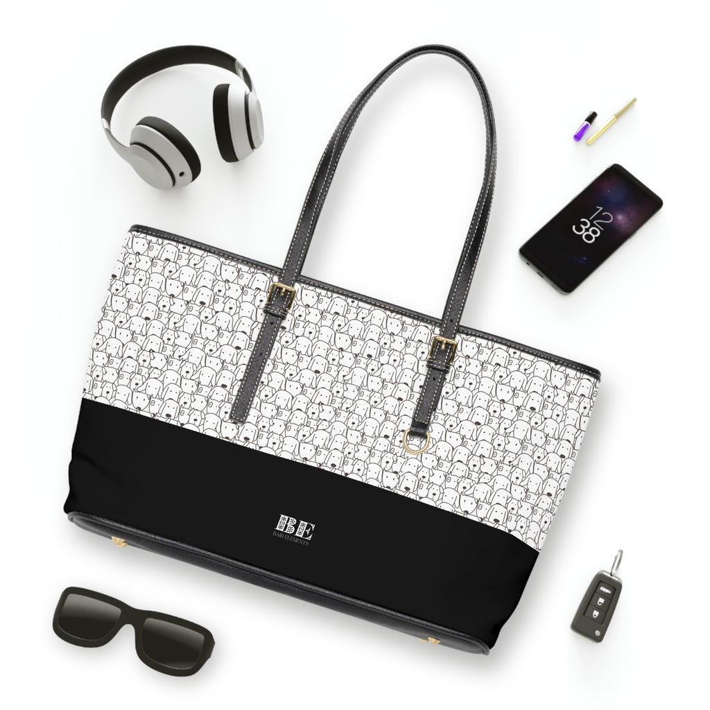 Dog Face Leather Tote Bag, PU Leather Tote