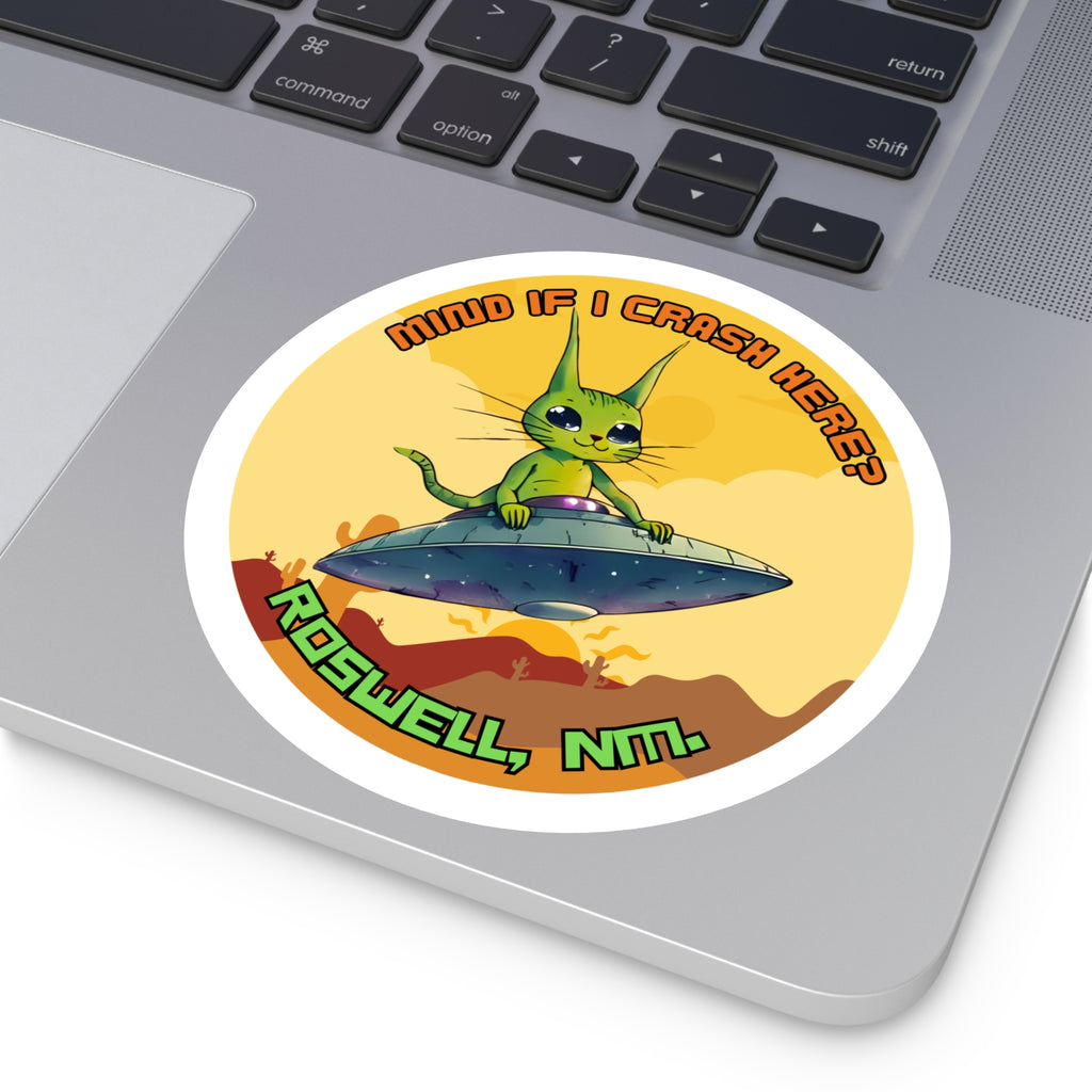 Roswell Alien Cat Stickers, Fun Decor, Laptop, Travel Mementos, Gift for UFO Lovers, Roswell Theme, Indoor/Outdoor Use