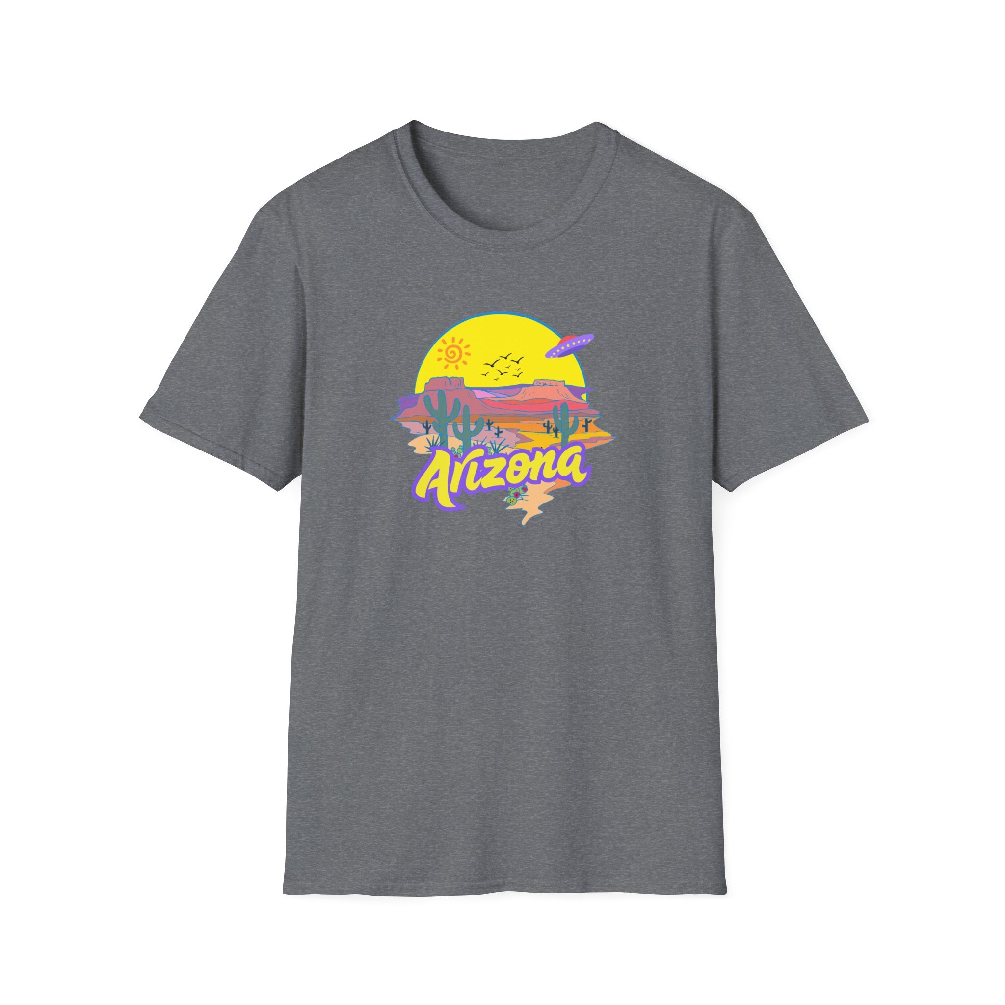 Arizona UFO Sunset Unisex Softstyle T-Shirt, Casual Wear, Travel Gift, Summer Vibes, Nature Lover Gift, Vacation Shirt