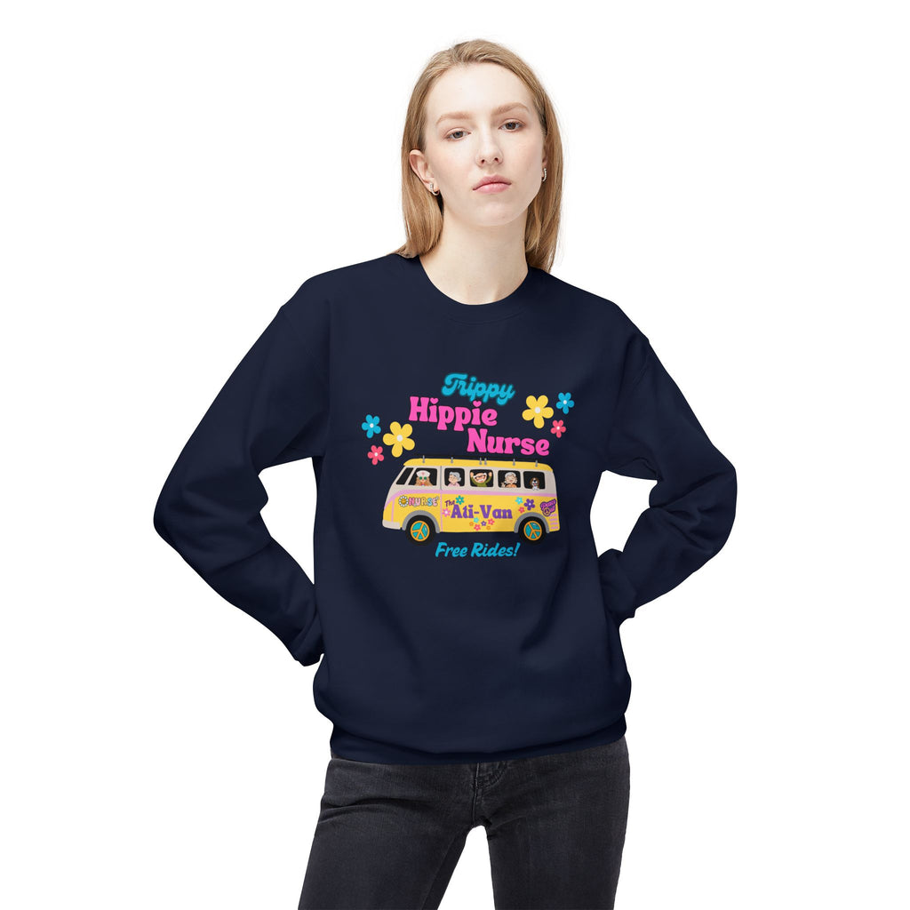 Funny Nurse Stay Cozy Sweatshirt Gift, Ati-Van Midweight Crewneck, Unisex Softstyle Fleece Pullover, Nurse Appreciation Present,