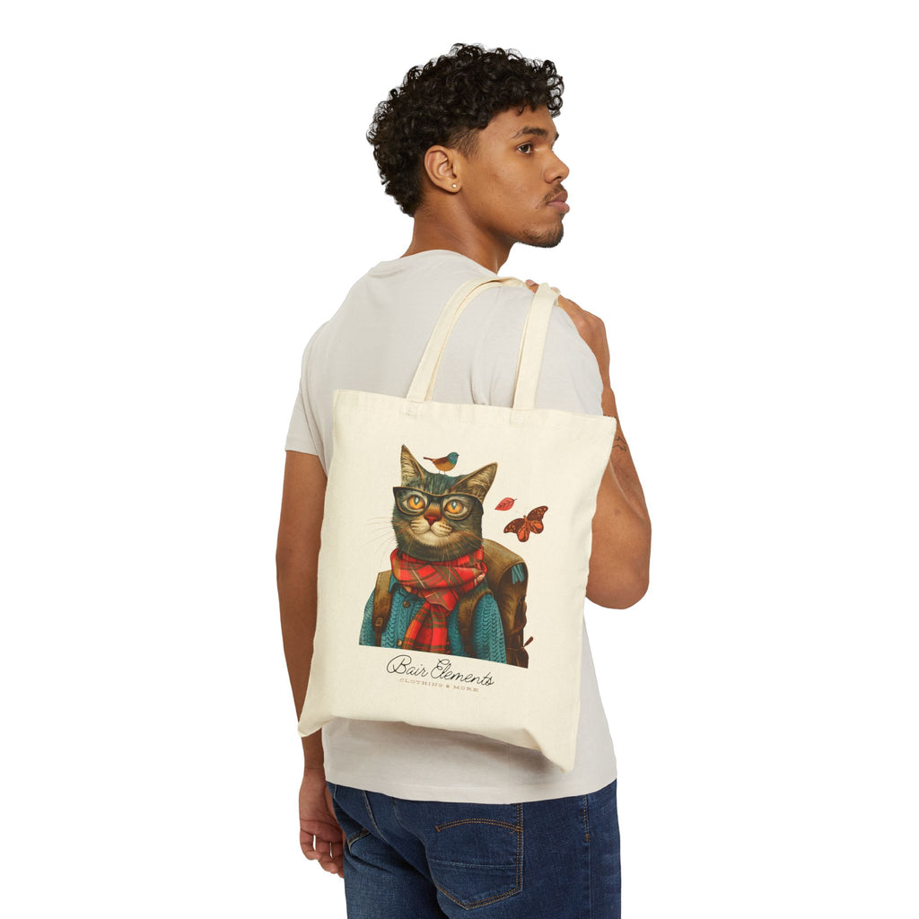 Woodland Fall Cat Heavy Canvas Shopping Tote, Cat Shopping Tote