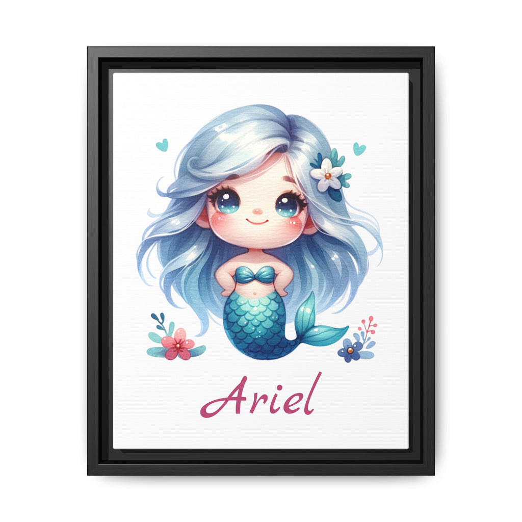 Personalized Little Red Haired Mermaid Wall Art, Girls Mermaid Bedroom Wall Art, Personalized Wall Art