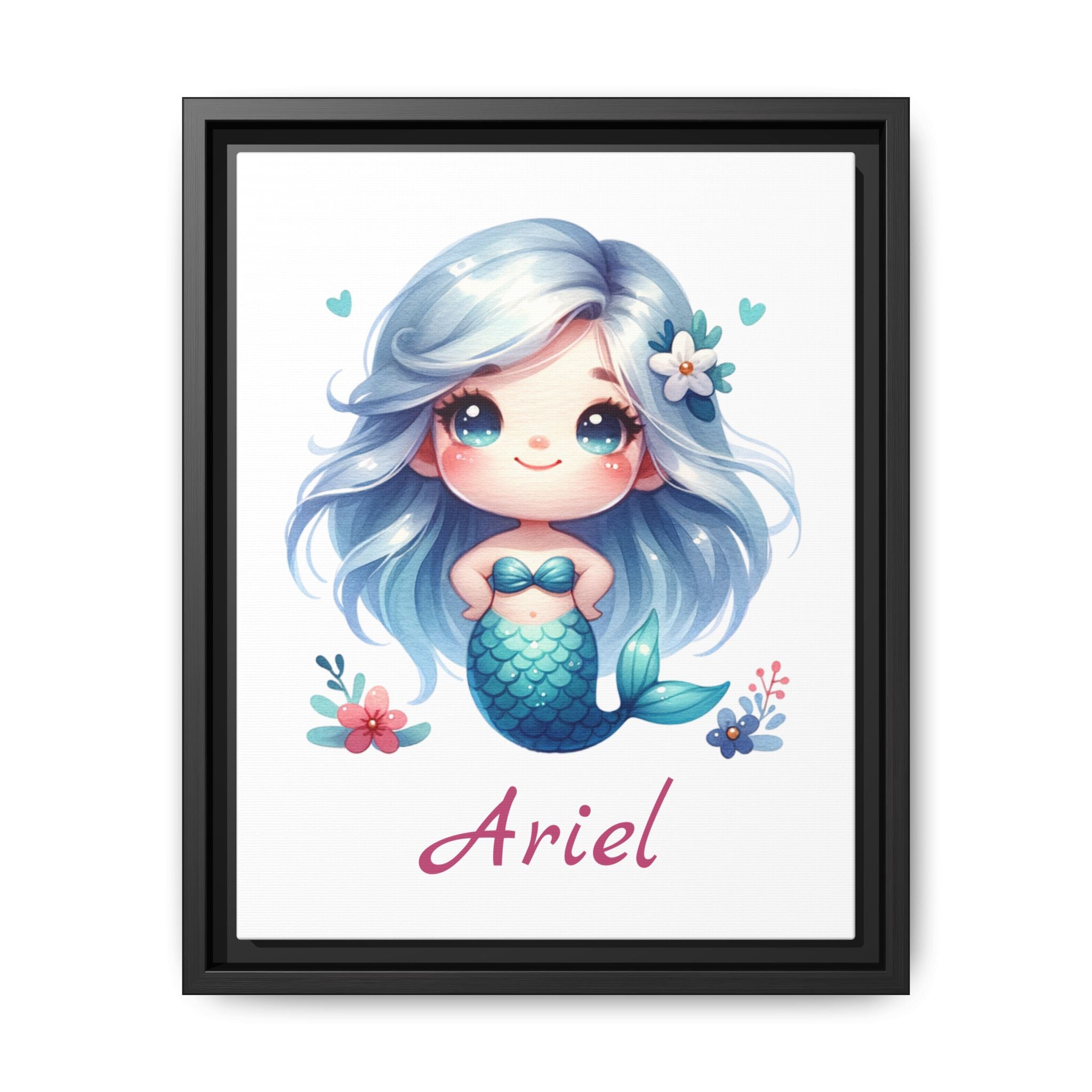 Personalized Little Red Haired Mermaid Wall Art, Girls Mermaid Bedroom Wall Art, Personalized Wall Art