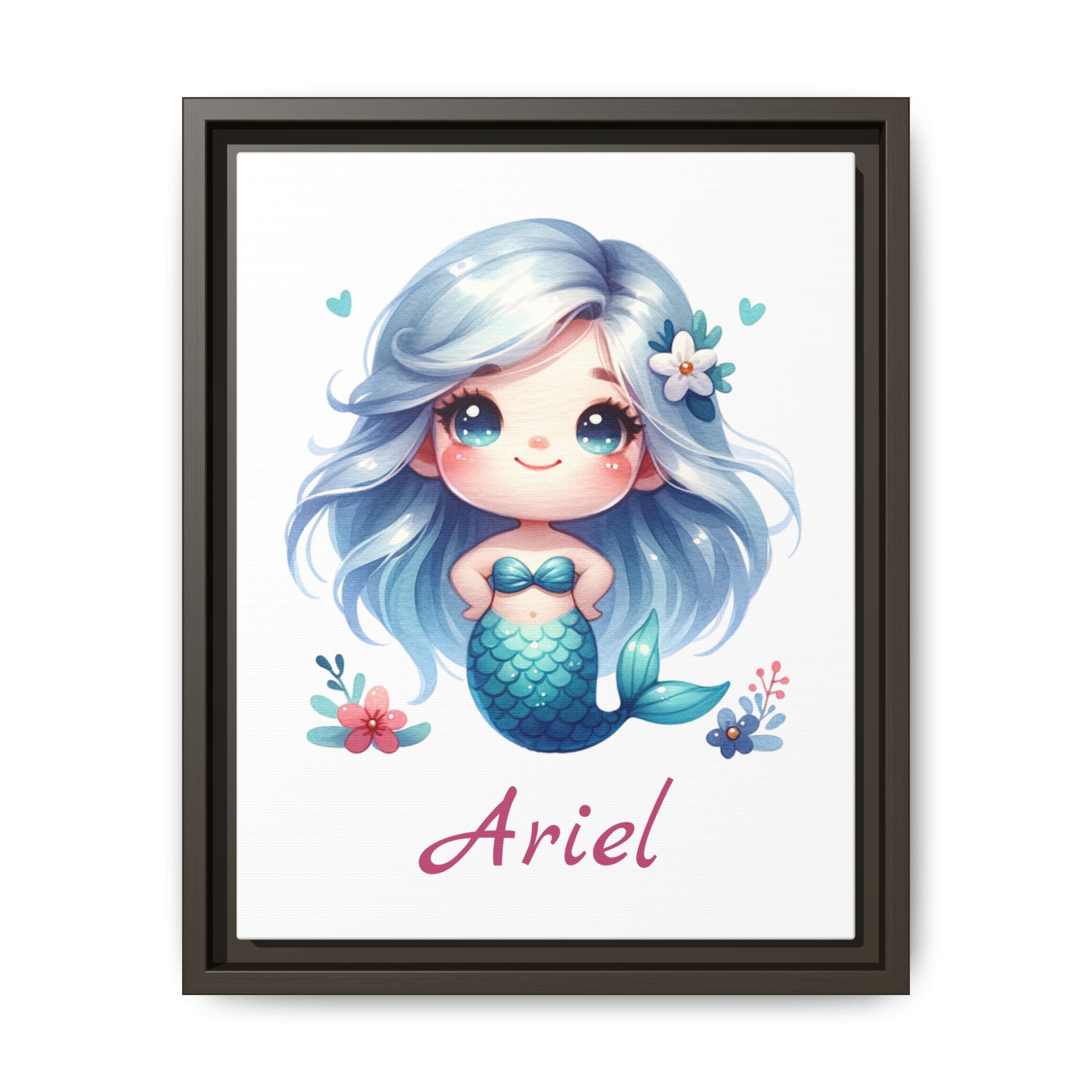 Personalized Little Red Haired Mermaid Wall Art, Girls Mermaid Bedroom Wall Art, Personalized Wall Art