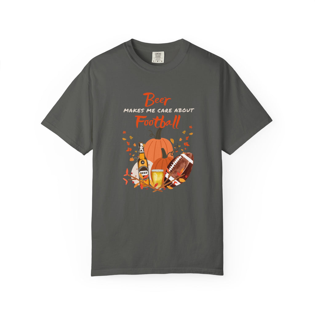 Beer Makes me Care about Football Unisex T-Shirt, Football Season T-Shirt for Men and Women