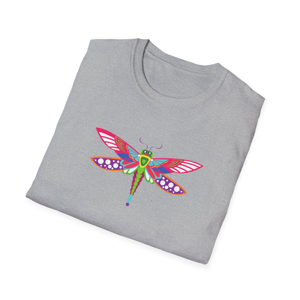 Colorful Dragonfly Unisex Softstyle T-Shirt, Casual Wear, Nature Lover Gift, Summer Fashion, Eco-Friendly Tee, Birthday Present