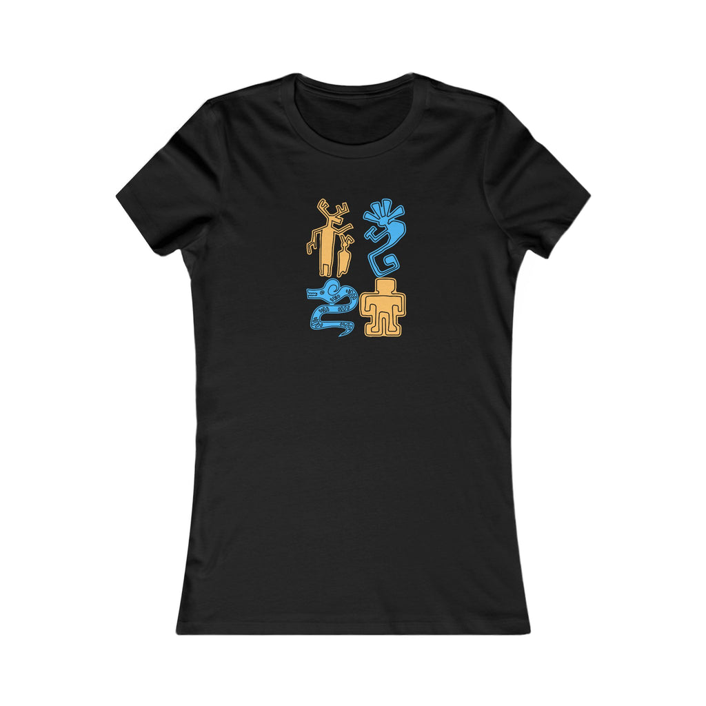Southwestern Petroglyph Women's Tee, Alien Art T-Shirt, Tribal Graphic Top, Southwest Clothing, Desert Boho Shirt