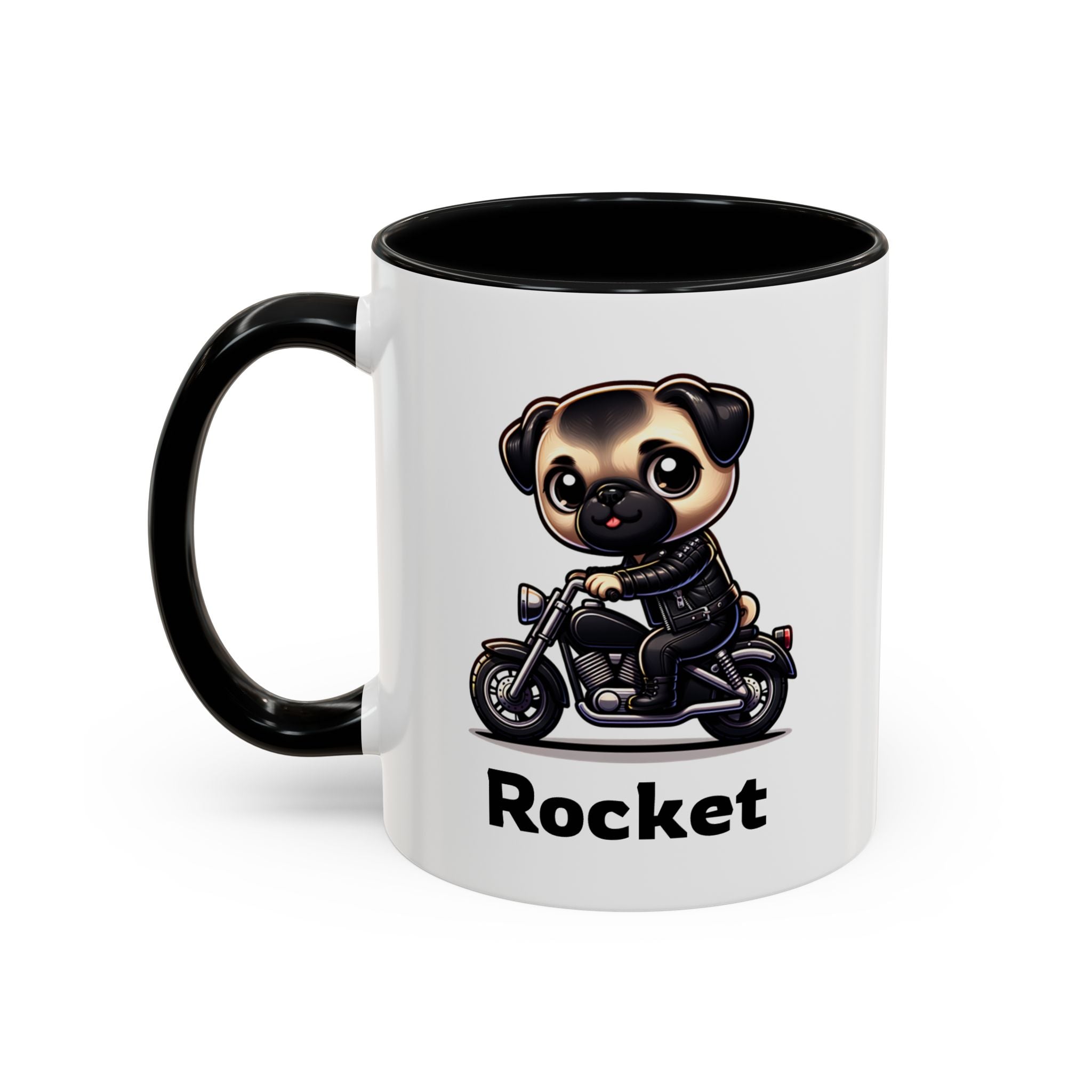 Personalized Motorcycle Pug Mug , Custom Dog Lover Coffee Cup