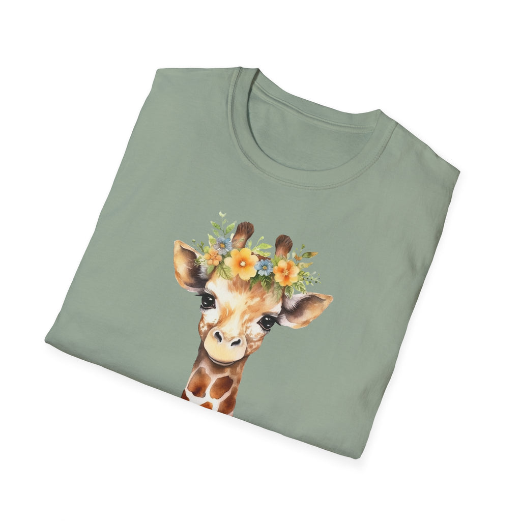 Floral Giraffe T-Shirt, Cute Animal Shirt, Unisex Tee, Animal Lover Gift, Casual Wear, Summer Fashion