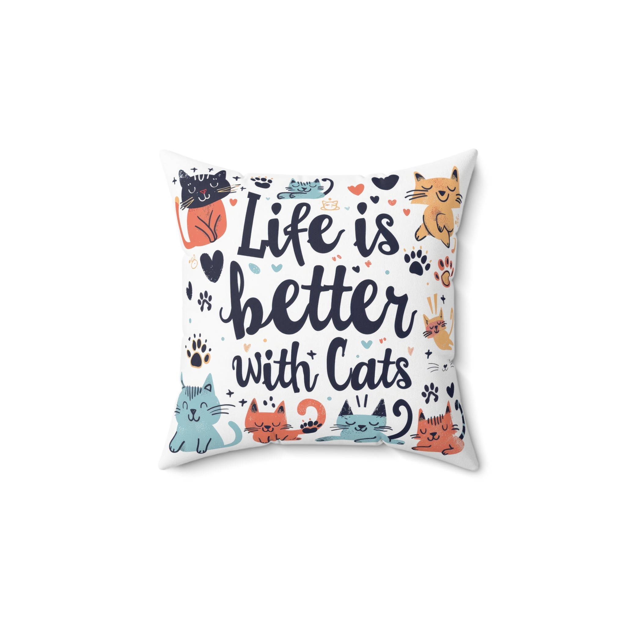Life is Better with Cats Throw Pillow, Cat Lover's Throw Pillow