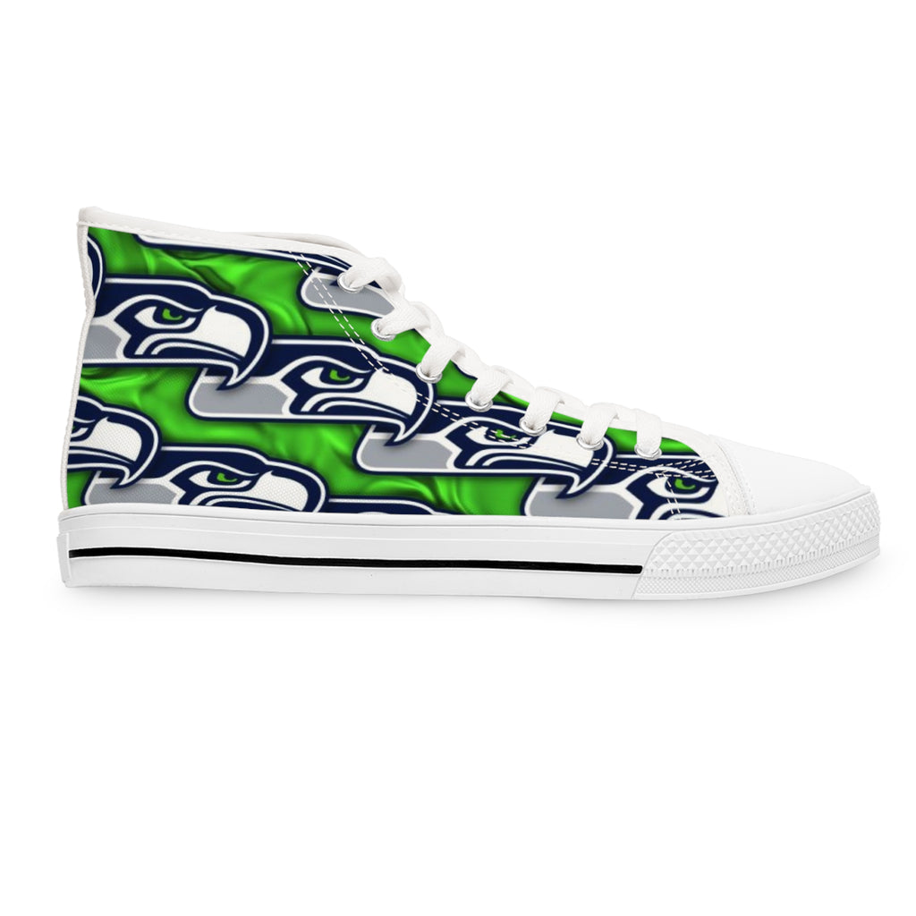Seattle Seahawks High Top Sneakers for Women, Canvas Shoe, NFL Football Fan Gift, Sports Team Custom Shoes, Game Day Sneaker