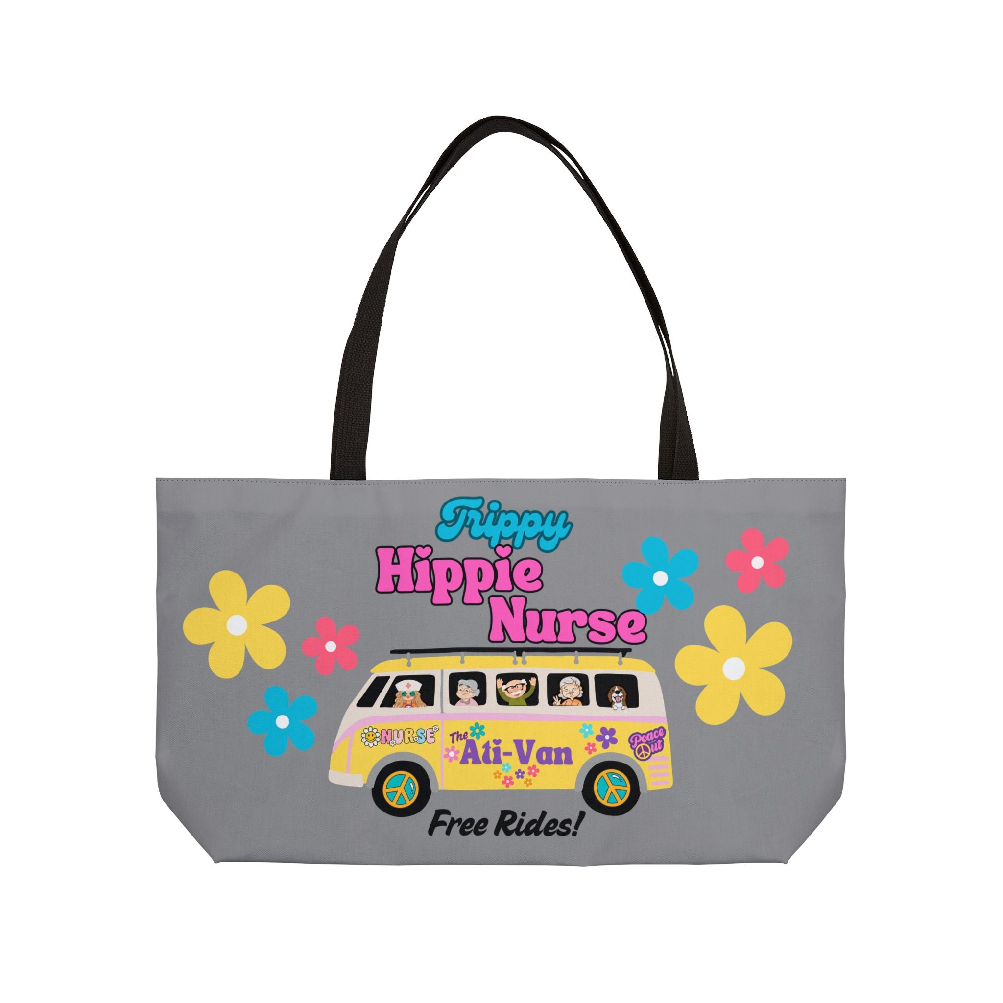Trippy Hippie Nurse, Ati-Van Hippie Van Tote Bag, Nurse Tote Bag