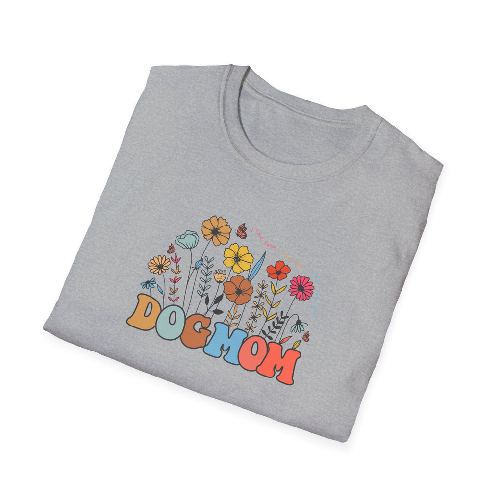 Floral Dog Mom T-Shirt, Cute Pet Lover Tee, Unisex Softstyle T-Shirt, Gifts for Dog Moms, Animal Lover Apparel