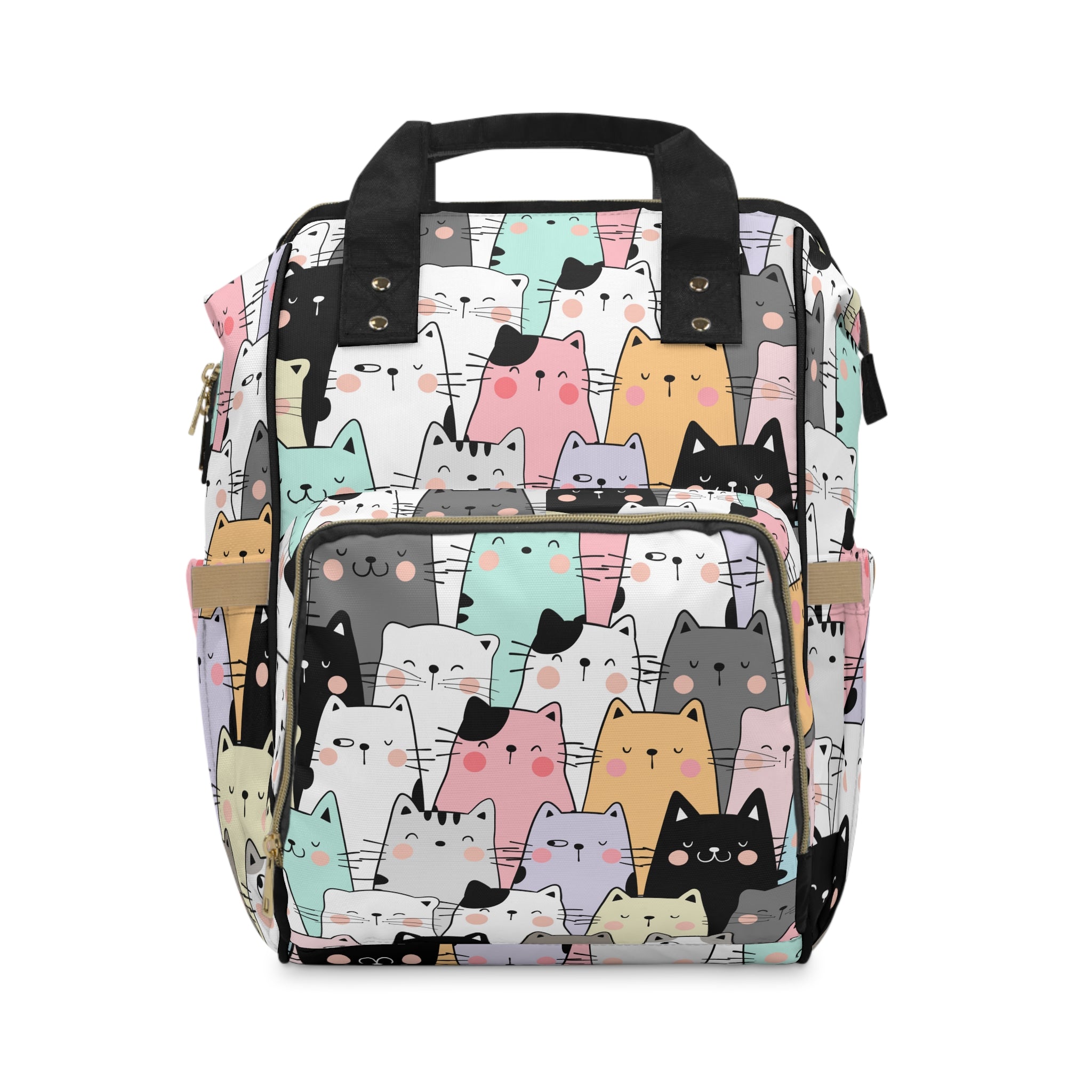 Colorful Cats Tote Backpack, Cat Print Backpack