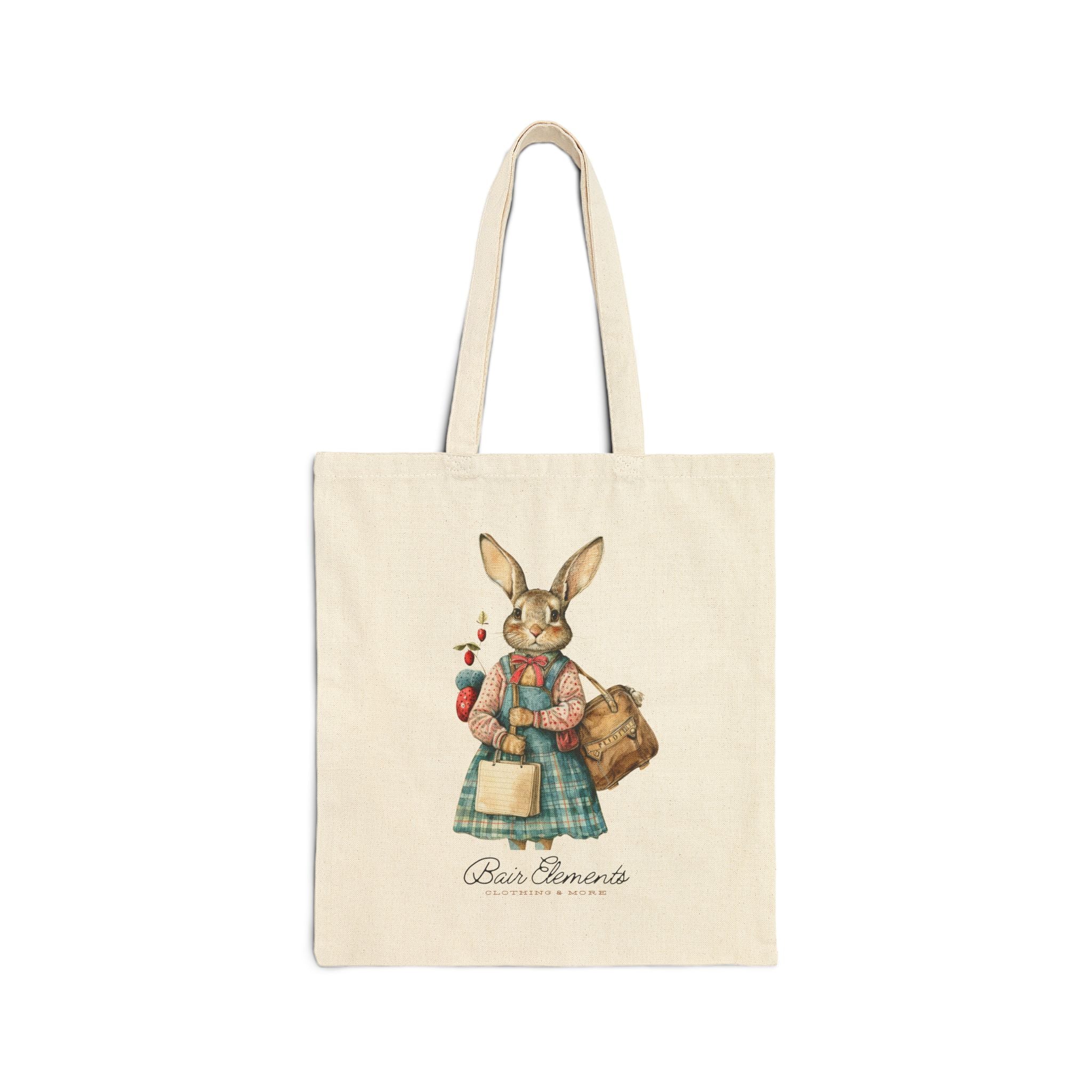 Woodland Autumn Bunny Heavy Canvas Shopping Tote, Bunny Shopping Tote