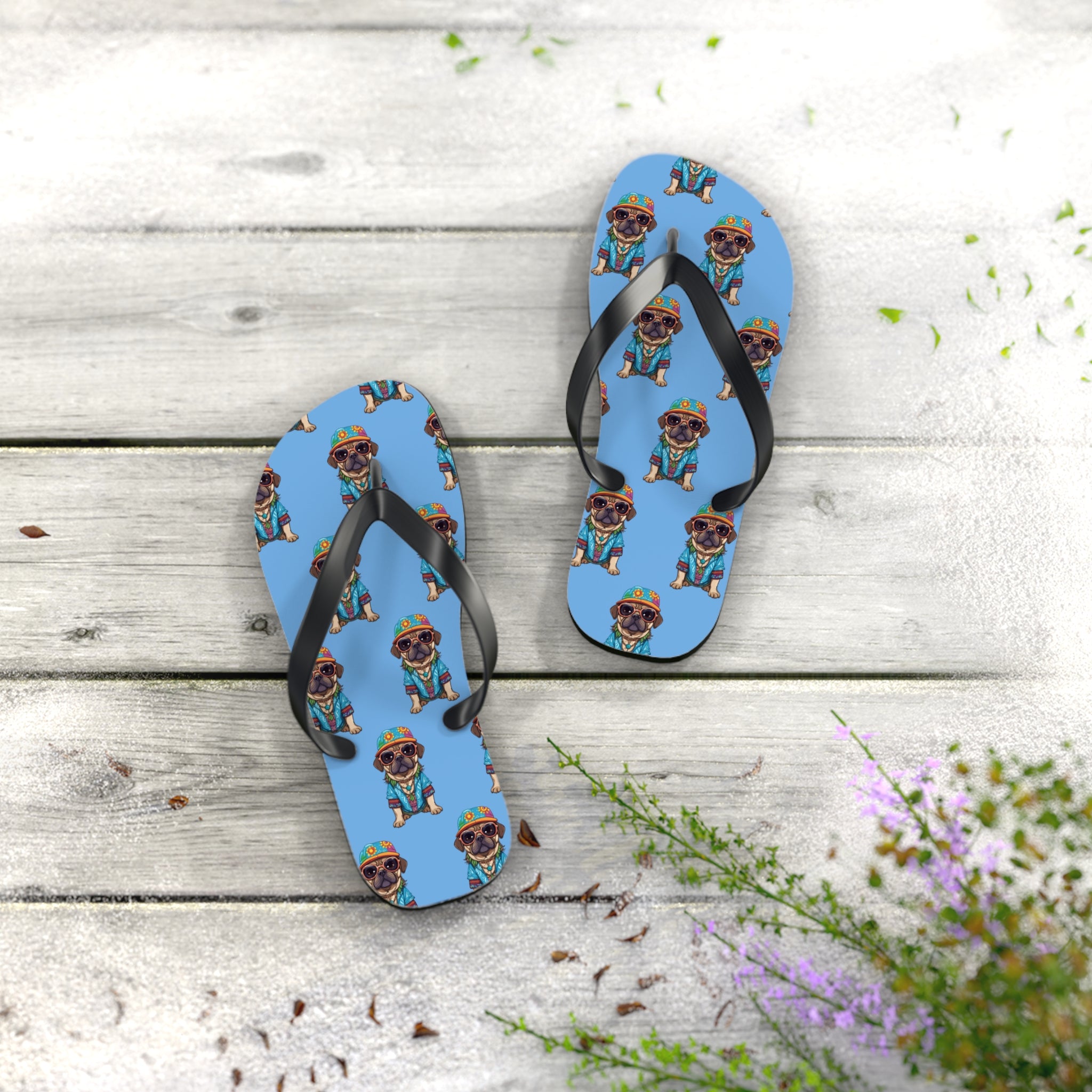 Hippie Pug Flip Flops