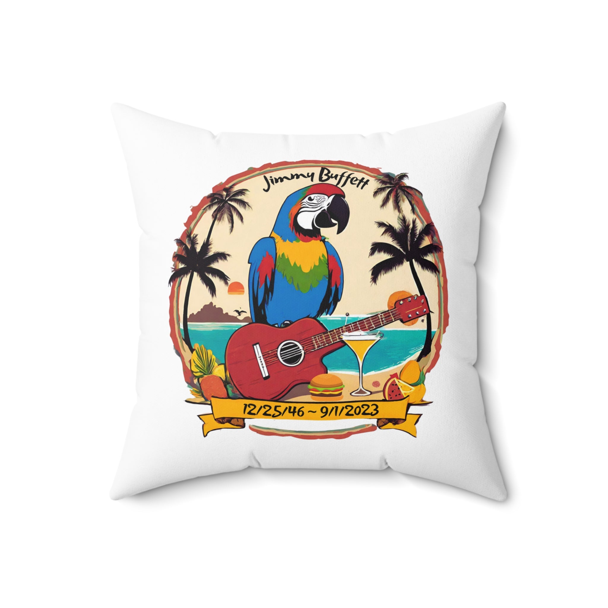 Jimmy Buffett Tribute, Parrot Throw Pillow, Jimmy Buffett Pillow