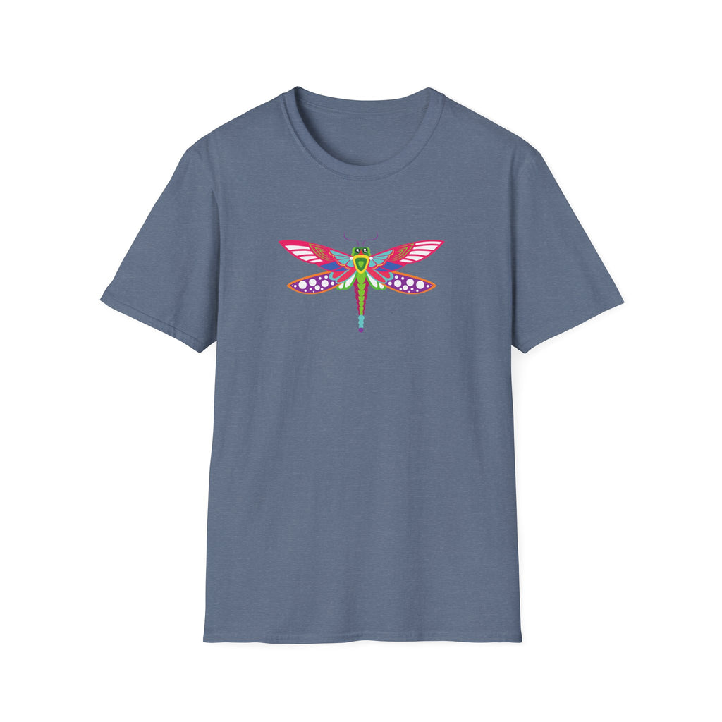 Colorful Dragonfly Unisex Softstyle T-Shirt, Casual Wear, Nature Lover Gift, Summer Fashion, Eco-Friendly Tee, Birthday Present