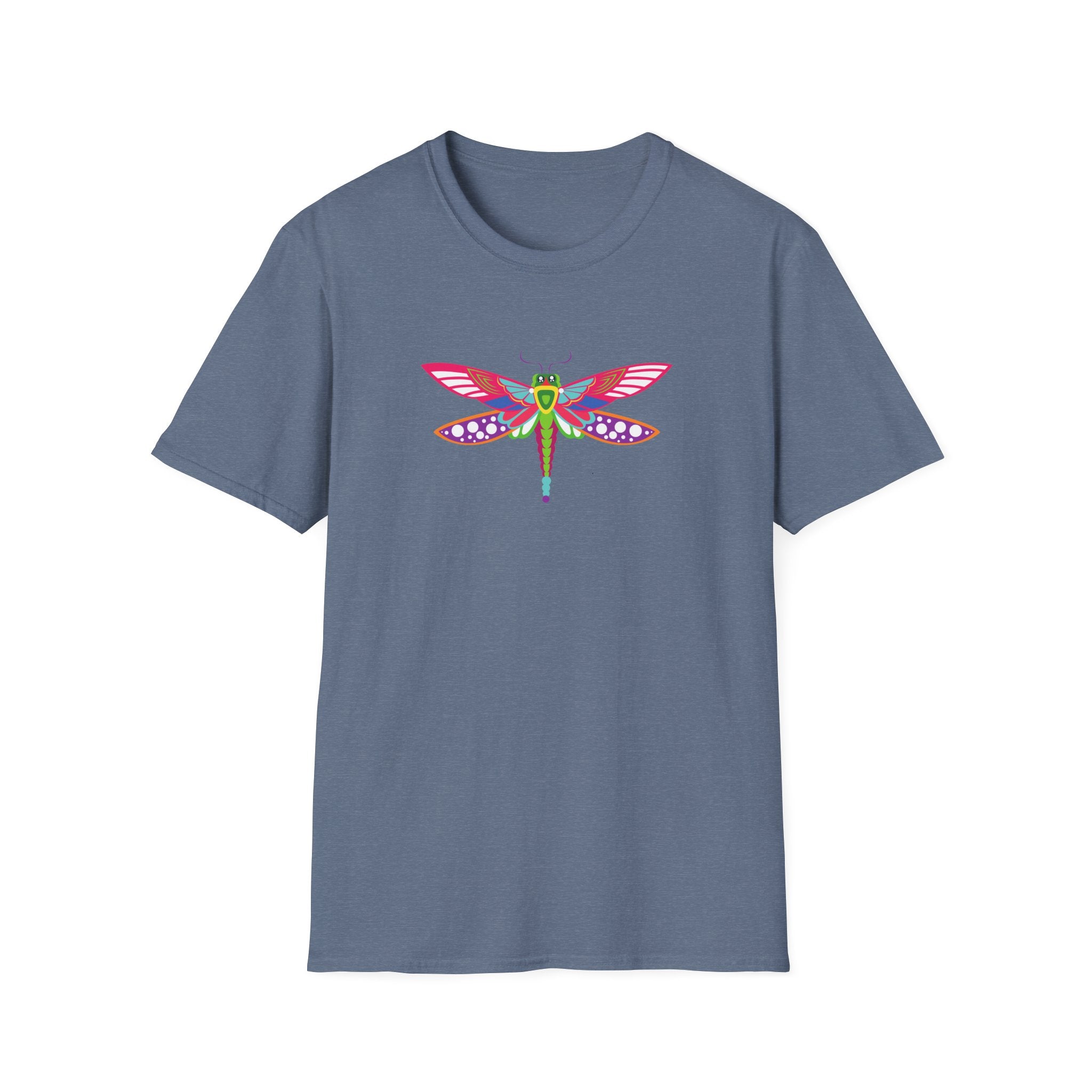 Colorful Dragonfly Unisex Softstyle T-Shirt, Casual Wear, Nature Lover Gift, Summer Fashion, Eco-Friendly Tee, Birthday Present