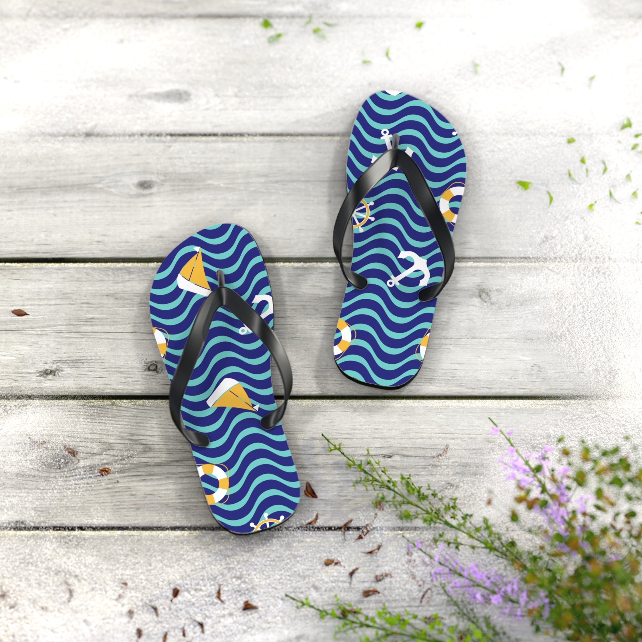 At Sea Tropical Flip Flops