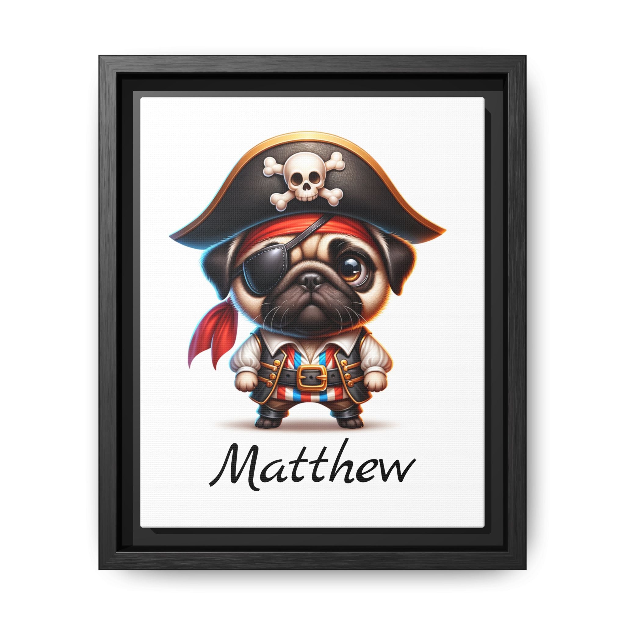 Personalized Pirate Pug Boys Bedroom Decor, Great Gift Idea, Pug Wall Decor. Personalized wall art