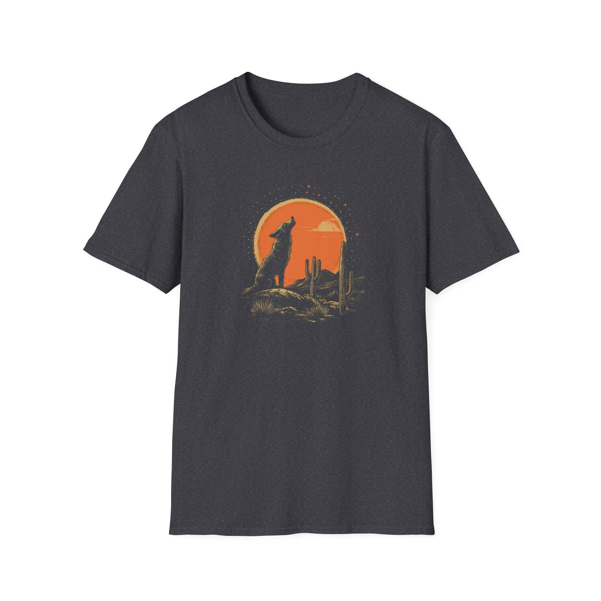 Howling Coyote Vintage T-Shirt | Boho Desert Tee, Nature Lover Gift, Unisex Graphic Shirt, Outdoor Adventure Apparel, Perfect for Travel