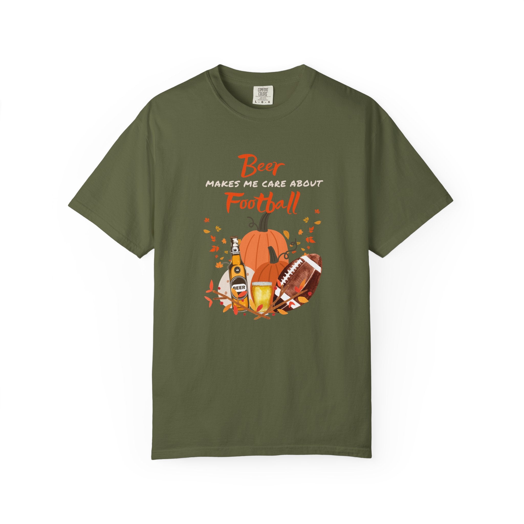 Beer Makes me Care about Football Unisex T-Shirt, Football Season T-Shirt for Men and Women