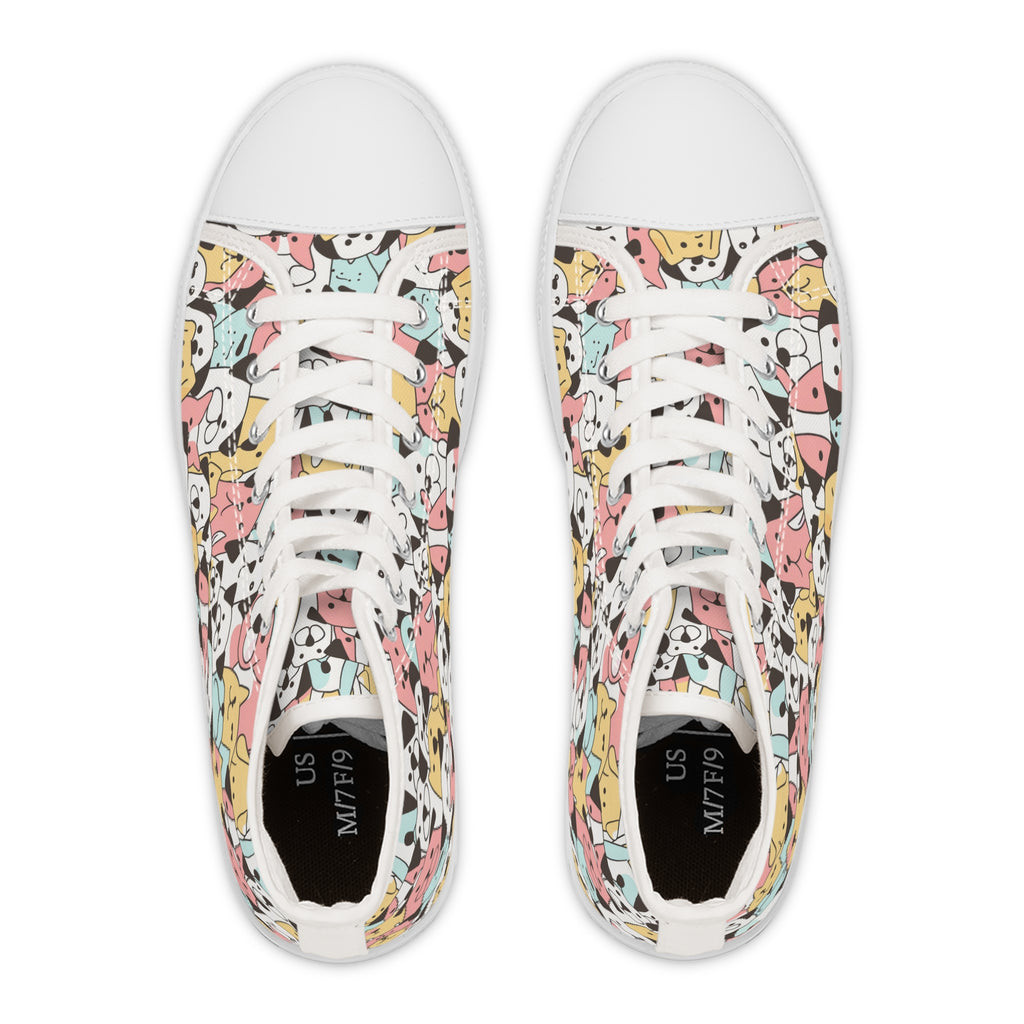 Cute Colorful Dog Face Women's Hi-Top Sneakers