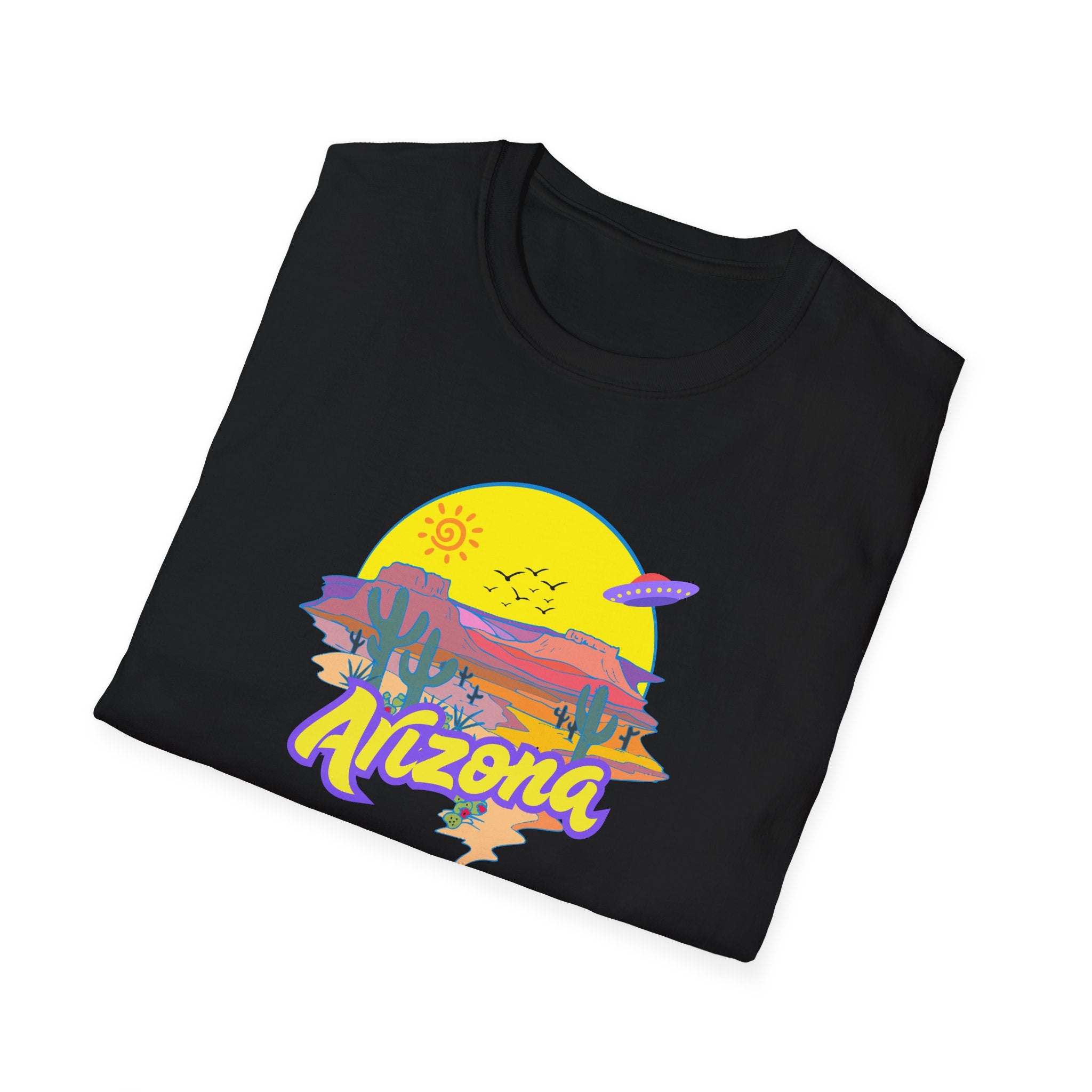 Arizona UFO Sunset Unisex Softstyle T-Shirt, Casual Wear, Travel Gift, Summer Vibes, Nature Lover Gift, Vacation Shirt
