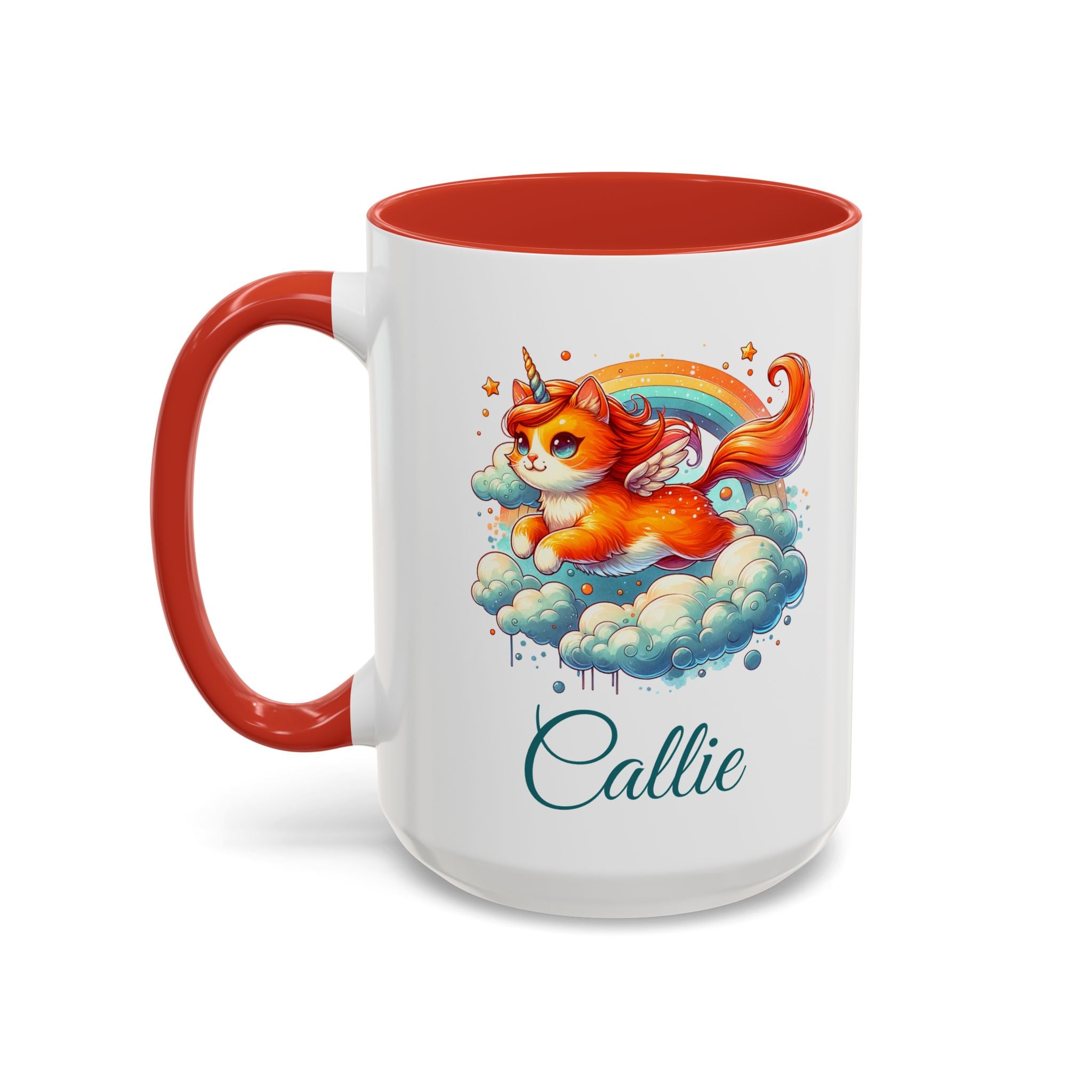 Personalized Flying Orange Unicorn Cat Coffee Mug, Orange Cat Mug