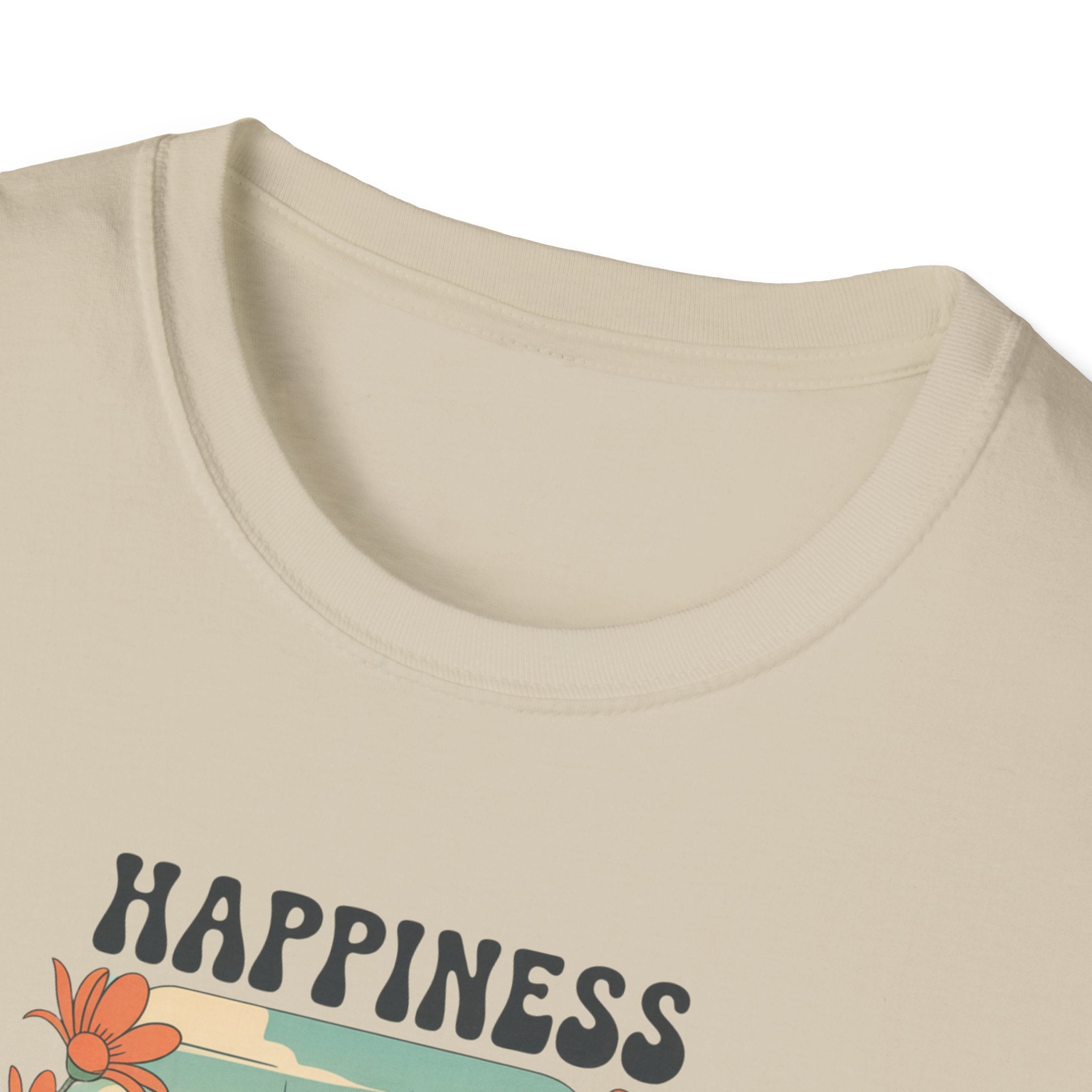 Happiness Comes in Waves T-Shirt, Unisex Softstyle Tee, Summer Graphic Tee, Beach Lover Shirt, Vacation Outfit, Gift for Nature Lovers