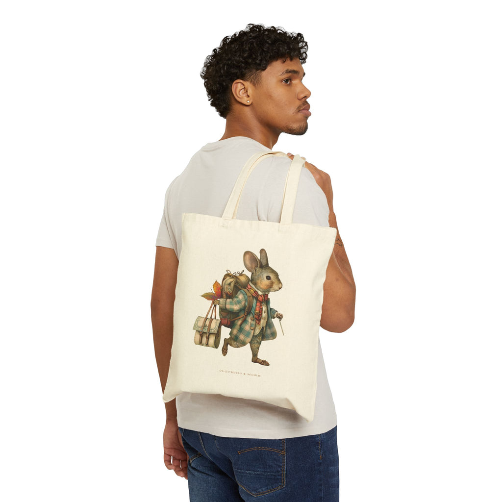 Woodland Autumn Traveling Mouse Heavy Canvas Shopping Tote, Mouse Shopping Tote