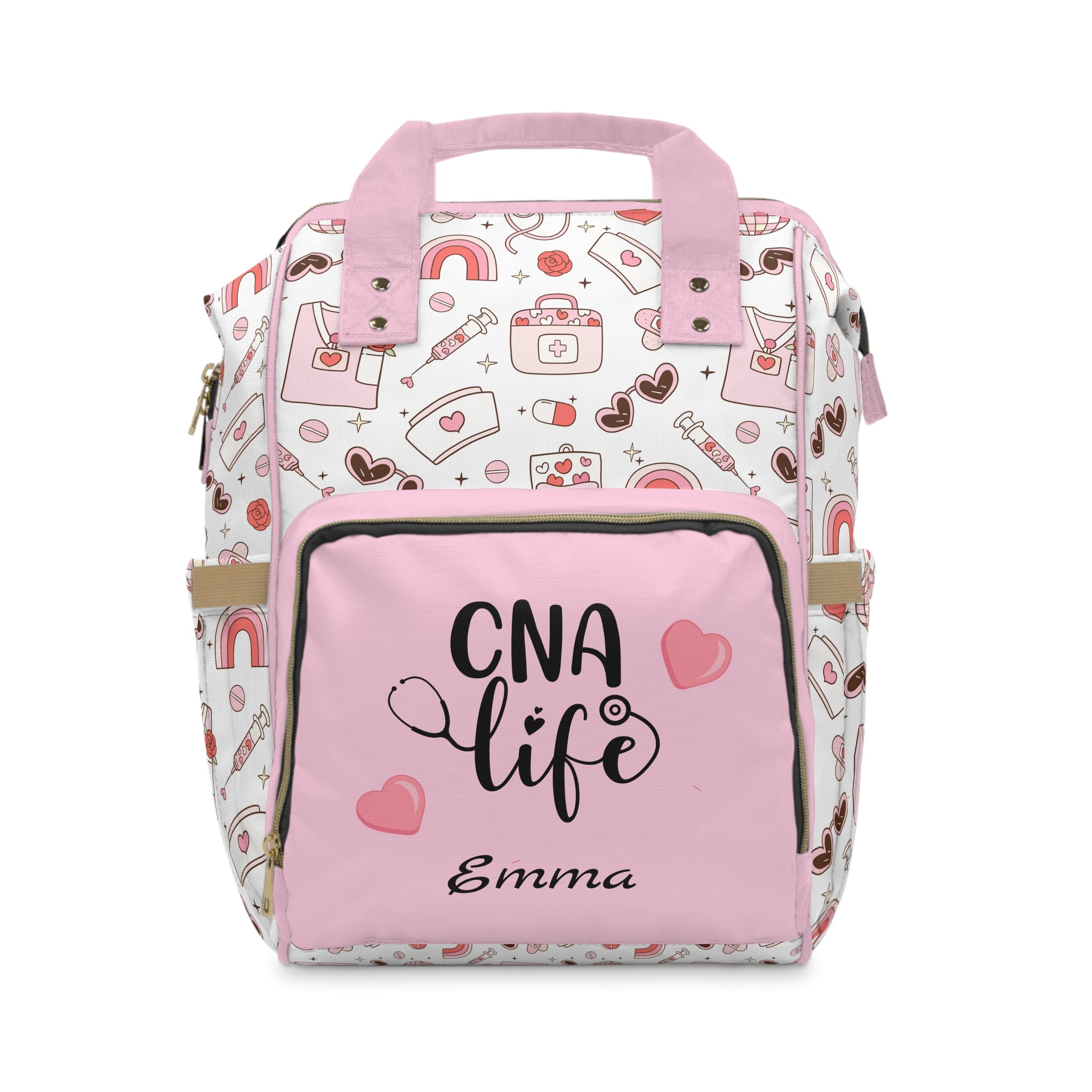 Personalized  CNA Tote Bag, Heart Print Nursing Backpack, CNA Valentine's Day Gift, Lightweight CNA Bag, Multifunctional Travel Nurse Bag