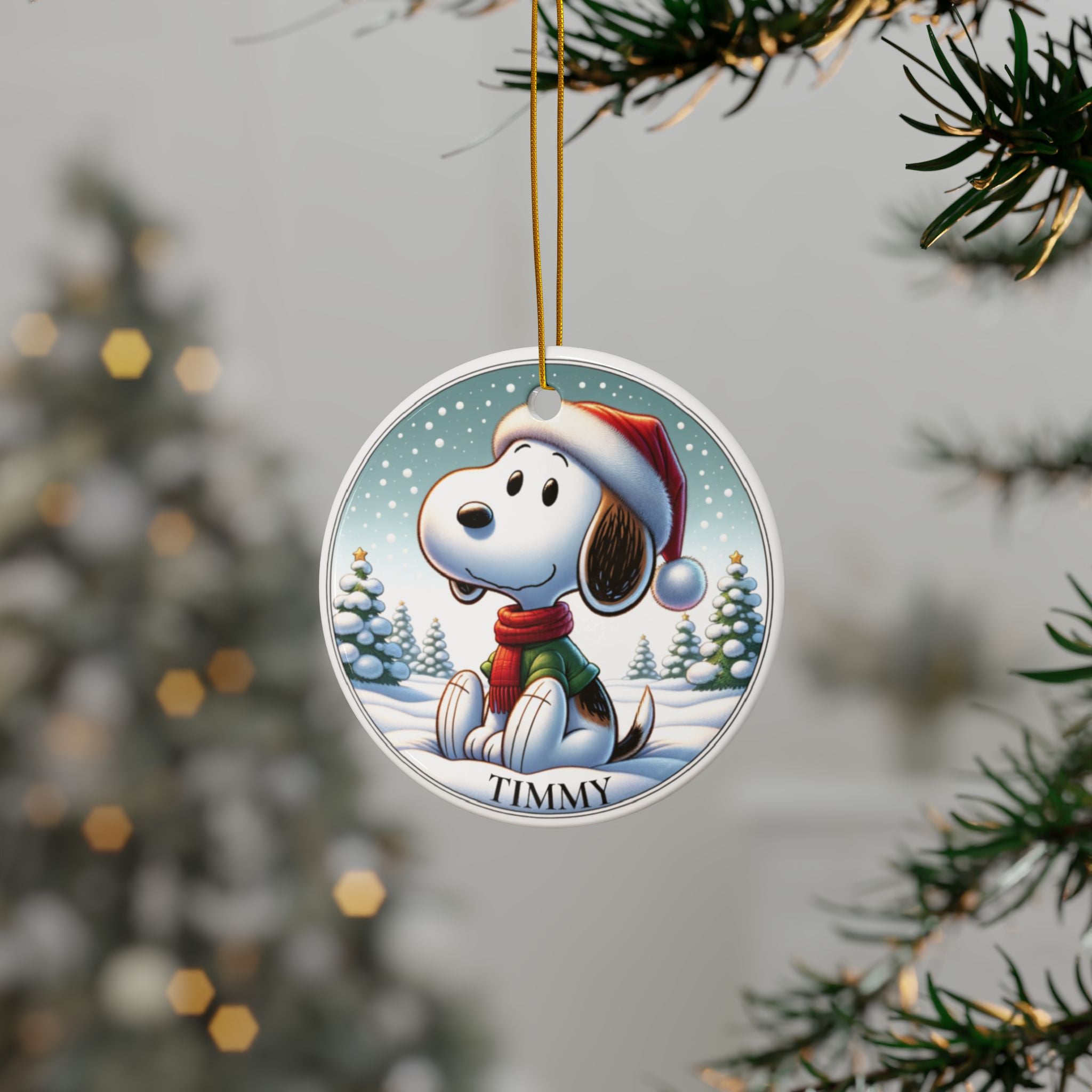 Personalized Holiday Classic Ceramic Ornament, Dated Personalized Christmas Ornament - Decorative Ceramic Ornament, Double-Sided, Holiday