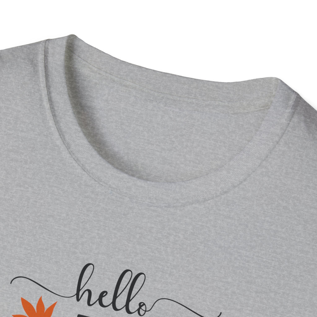 Retro Art Deco Hello Fall Cat T-Shirt, Fall Design Tee, Unisex Shirt, 60s Cat