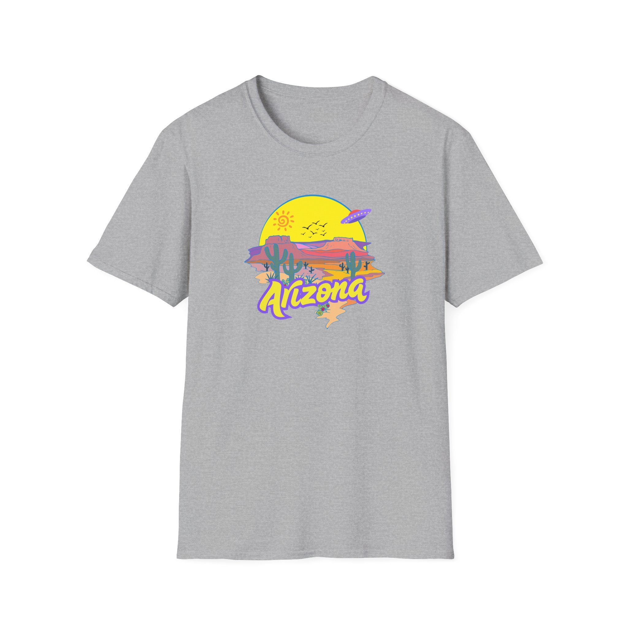 Arizona UFO Sunset Unisex Softstyle T-Shirt, Casual Wear, Travel Gift, Summer Vibes, Nature Lover Gift, Vacation Shirt