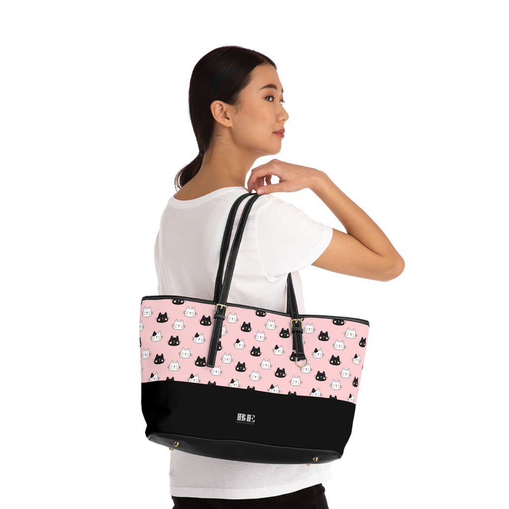 Leather Cat Tote Bag, PU Leather Tote
