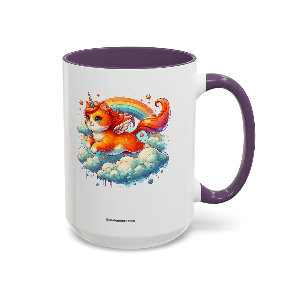 Personalized Flying Orange Unicorn Cat Coffee Mug, Orange Cat Mug