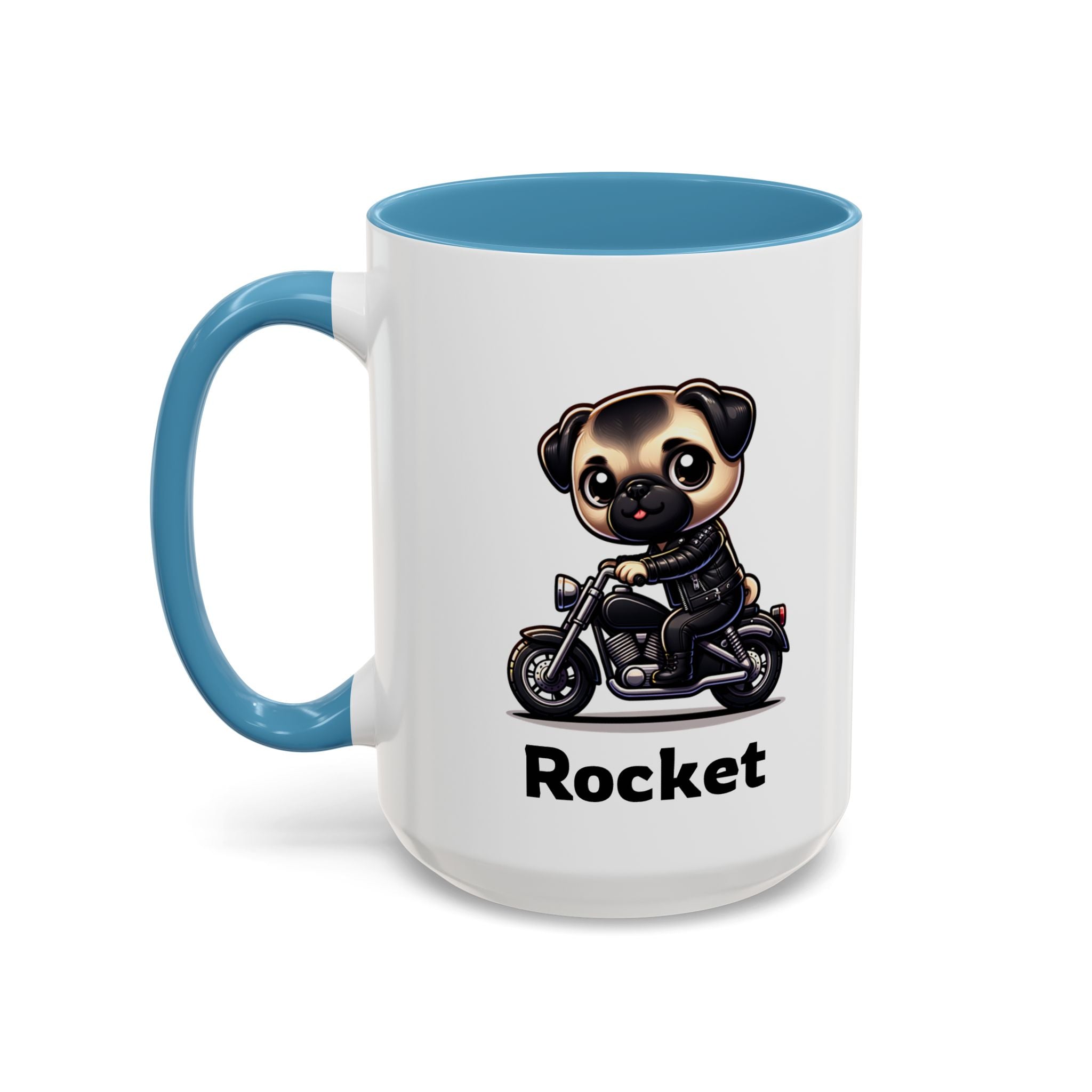 Personalized Motorcycle Pug Mug , Custom Dog Lover Coffee Cup