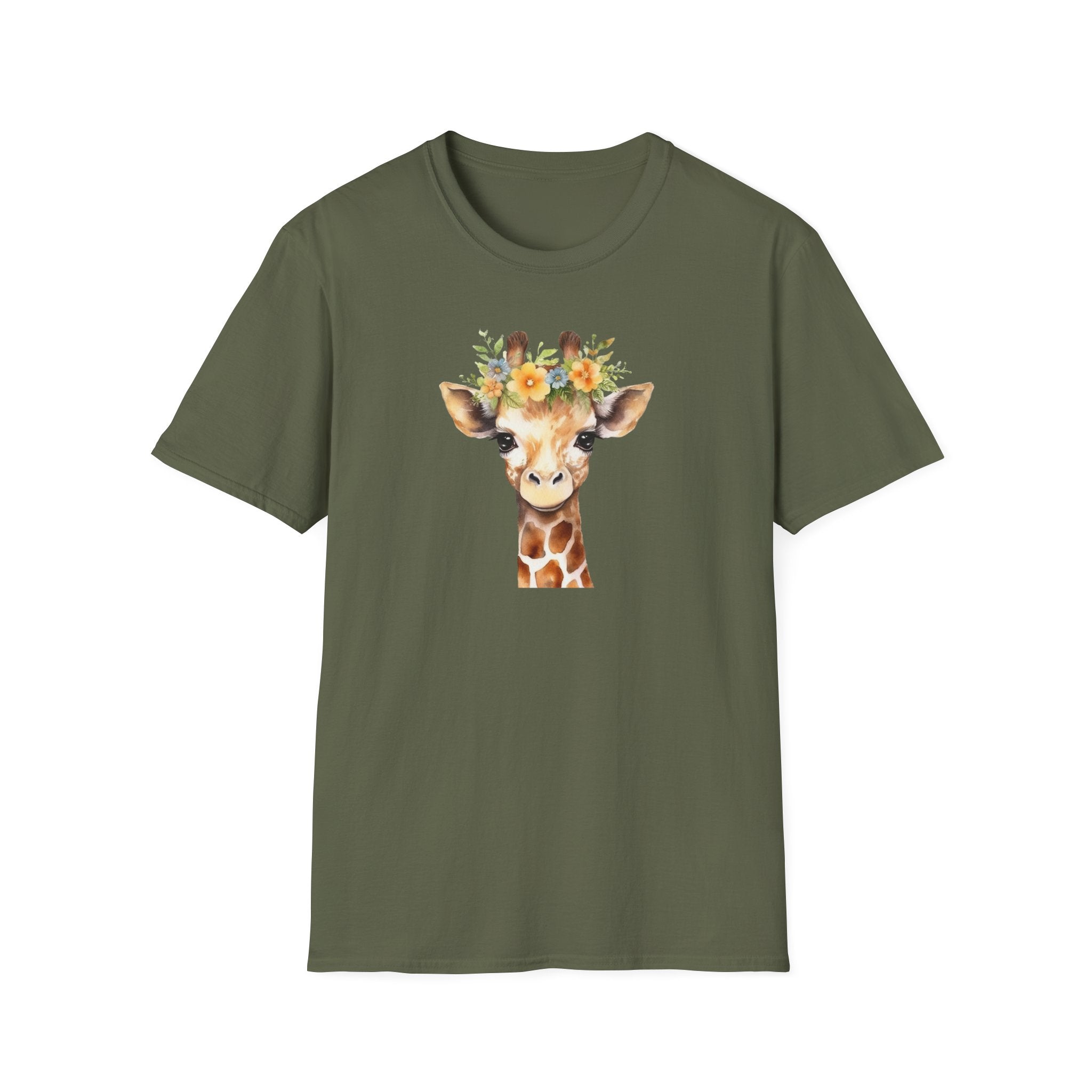 Floral Giraffe T-Shirt, Cute Animal Shirt, Unisex Tee, Animal Lover Gift, Casual Wear, Summer Fashion