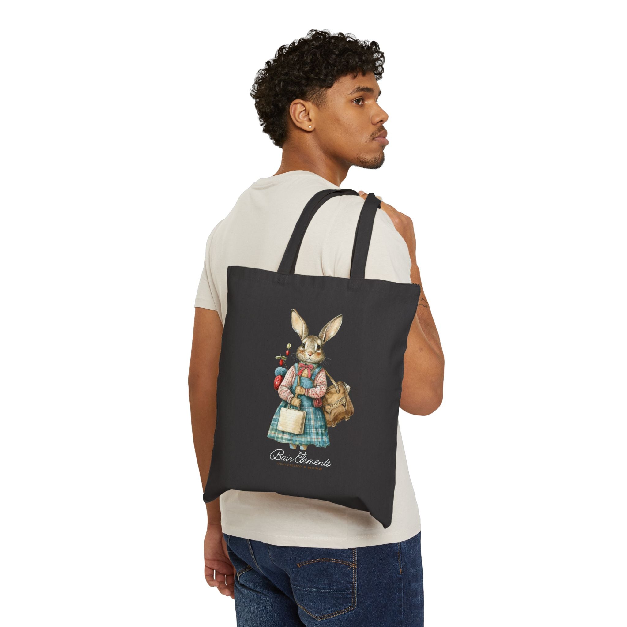 Woodland Autumn Bunny Heavy Canvas Shopping Tote, Bunny Shopping Tote