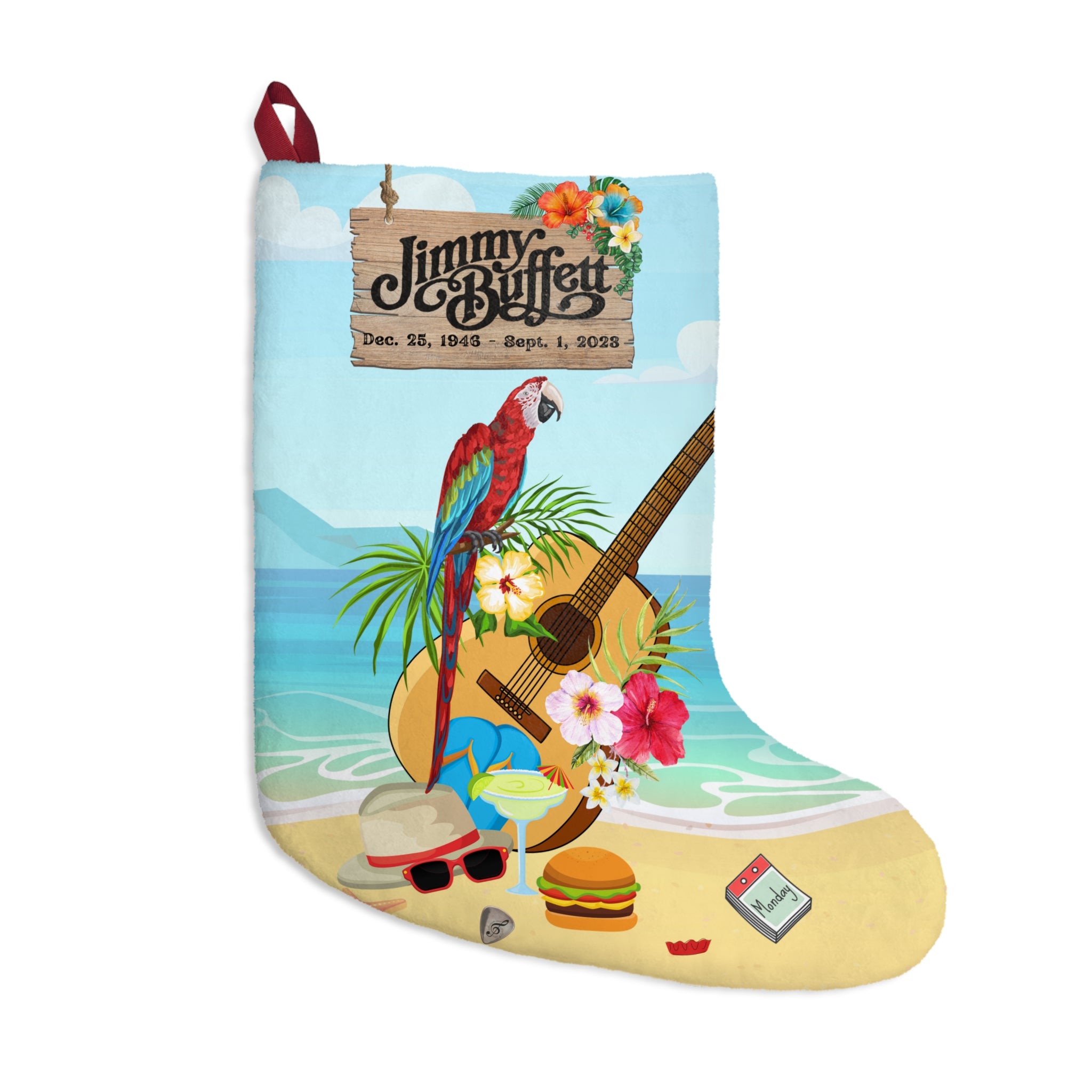 Jimmy Buffett Memorial Fleece Christmas Stocking, Jimmy Buffett Memorabilia