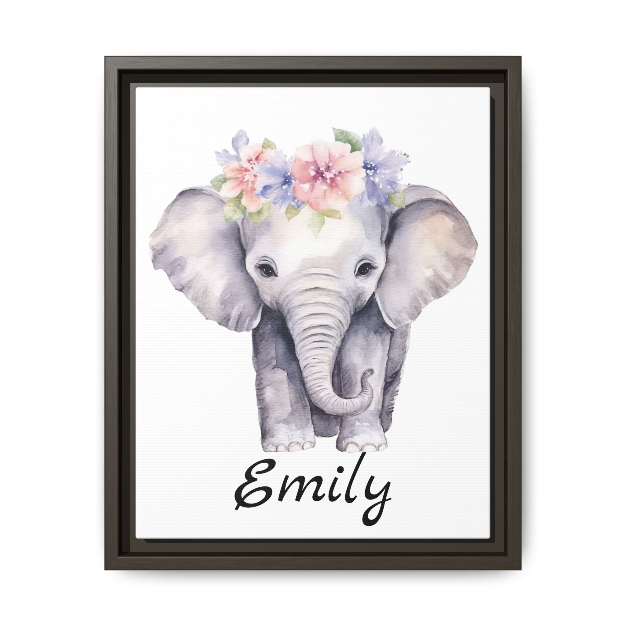 Personalized Baby Elephant Decor, Framed Picture Print, Gender Neutral Safari Animal Theme Gift, Matte Poster