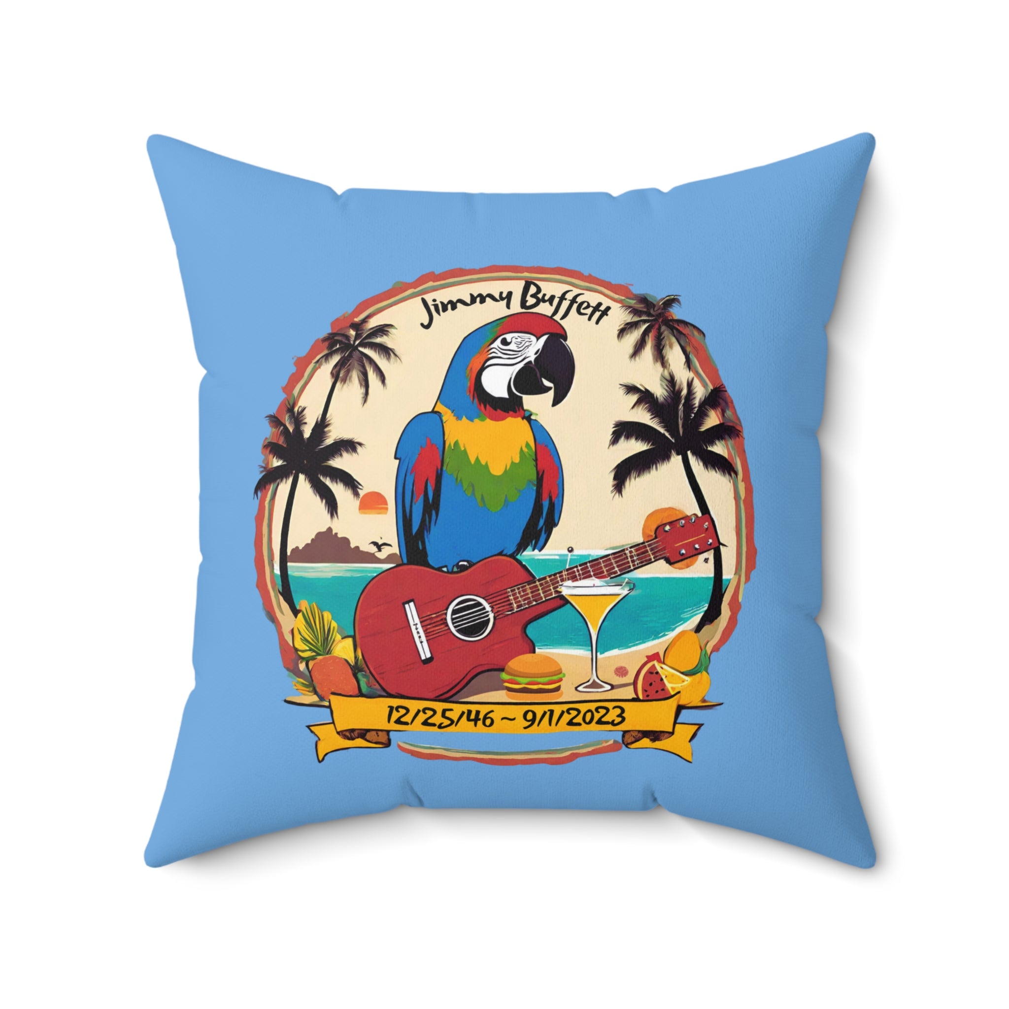2 in 1, Its Five O'Clock Somewhere,  Jimmy Buffett Memoril Throw Pillow