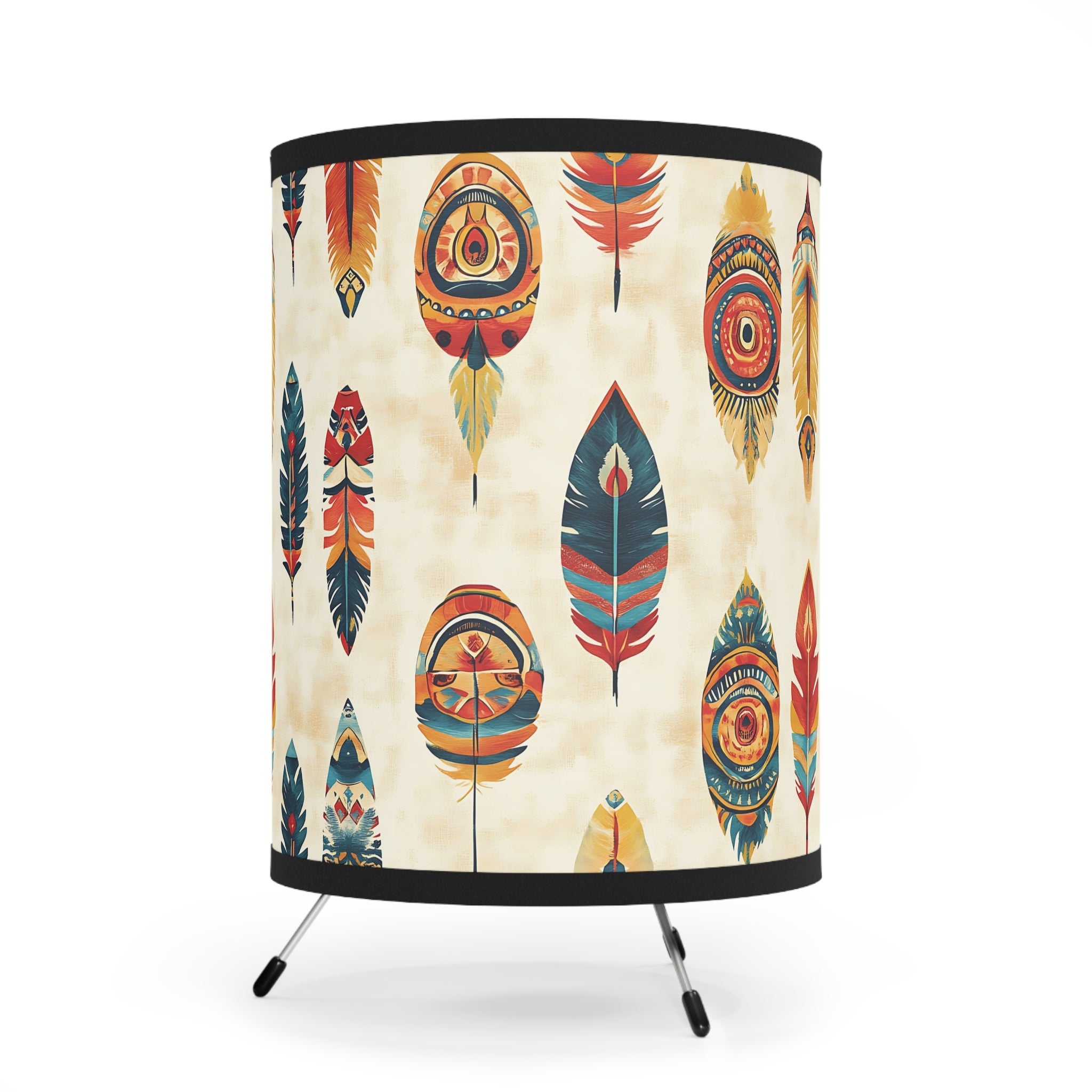 Indian Feather Design Table Lamp, Unique Lighting, Gift for Nature Lovers, Vintage Style, Home Decor, US\'CA Plug